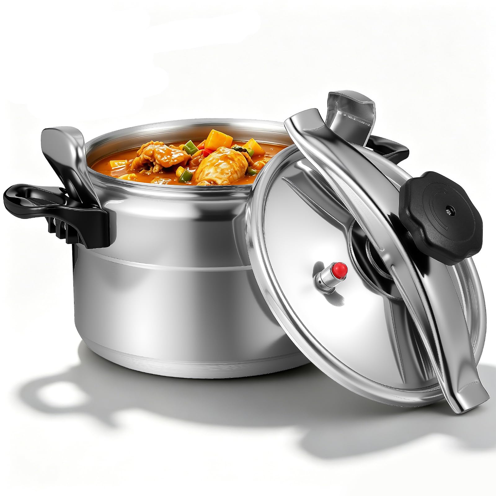 Luxshiny Stainless Steel Pressure Cooker Gas Stove Top Pressure Canner 7.4Quart/7L Safety Aluminum Canning Pot Household Cooker 