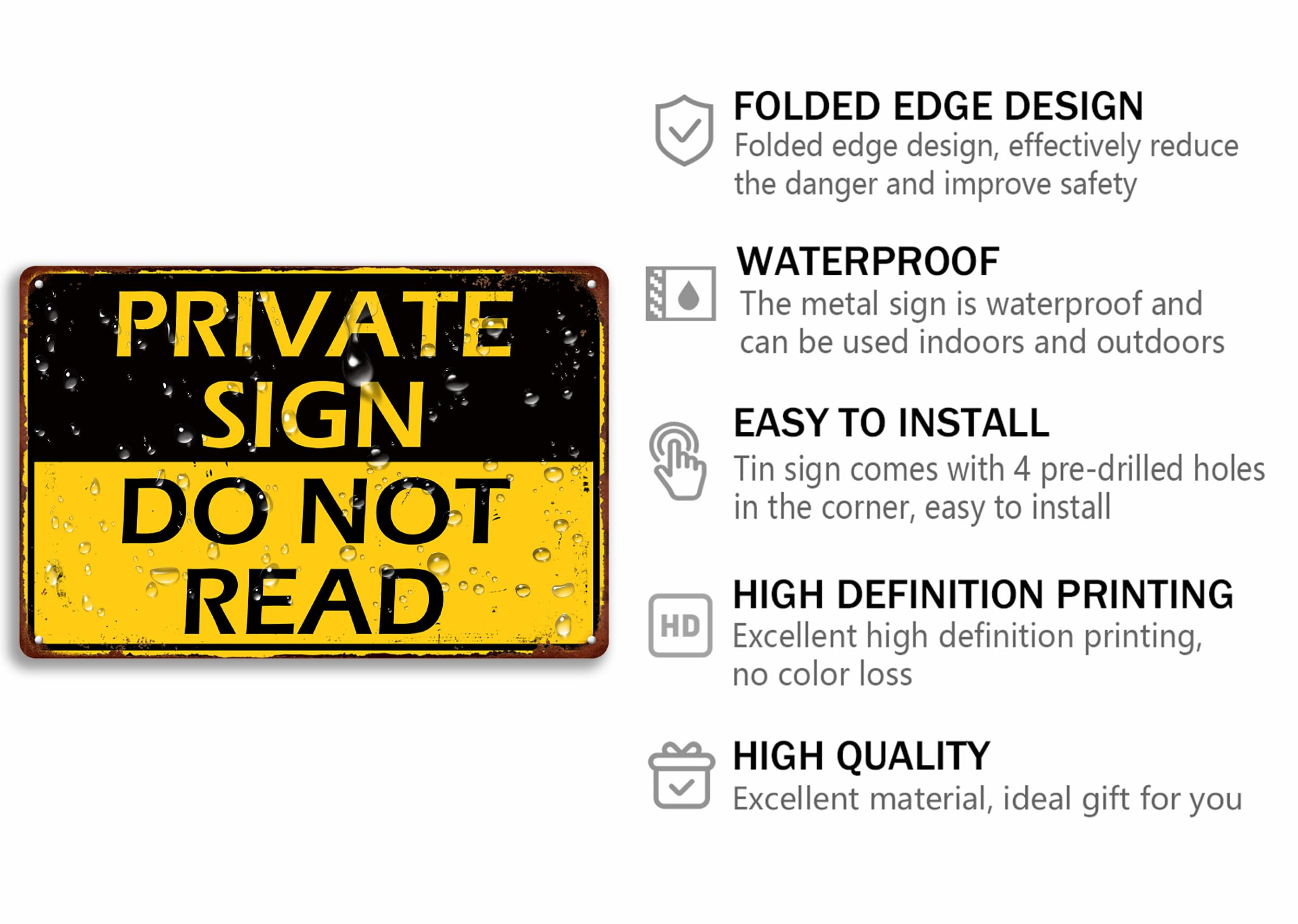 Private Sign Do Not Read Tin Sign Vintage Warning Metal Signs Home Bar Club Outdoor Street Garage Decor 8x12 Inch