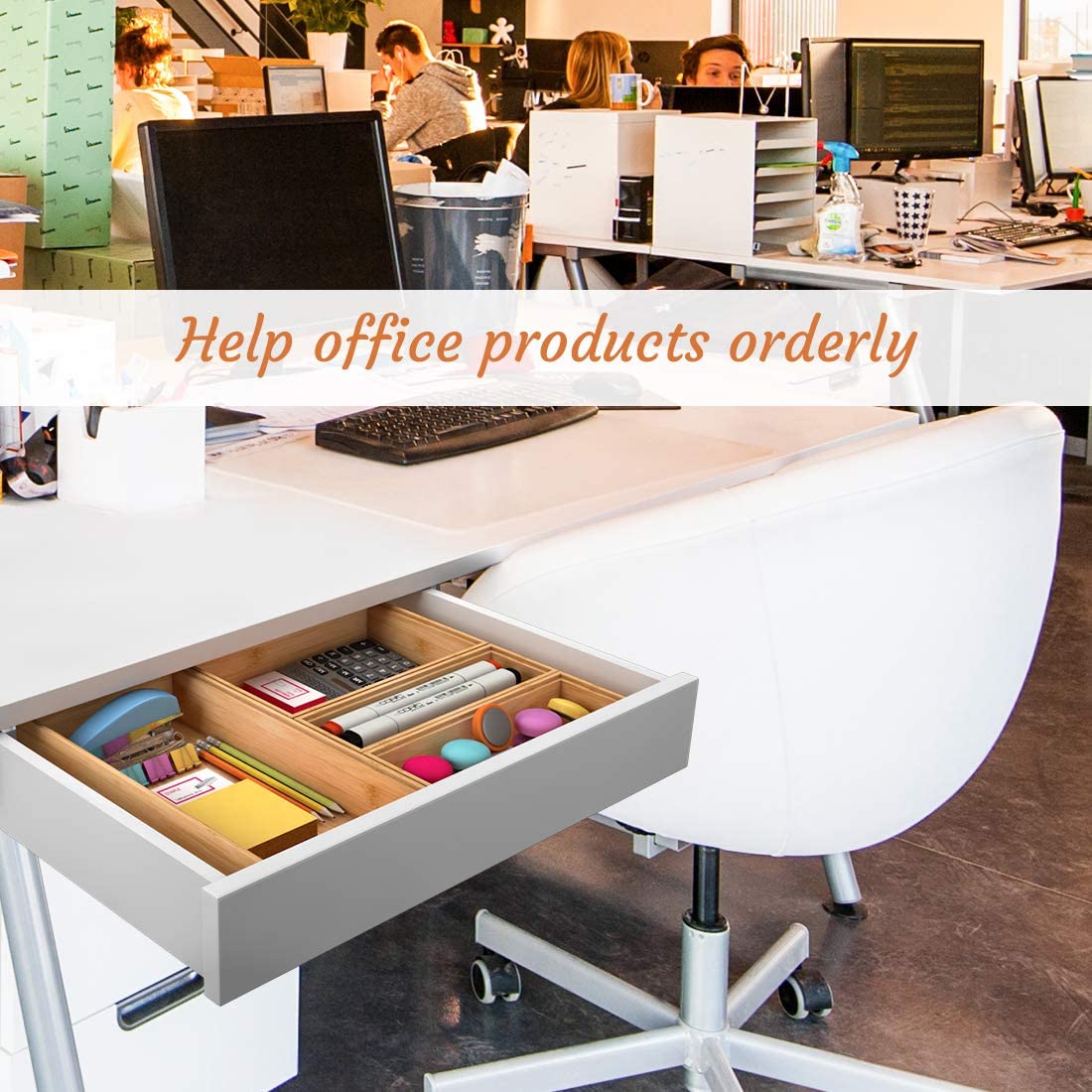 Utensil Organizer Silverware Drawer Organizer - Stackable Bamboo Flatware Caddy Cutlery Holder, Wooden Storage Boxes Tray For Be