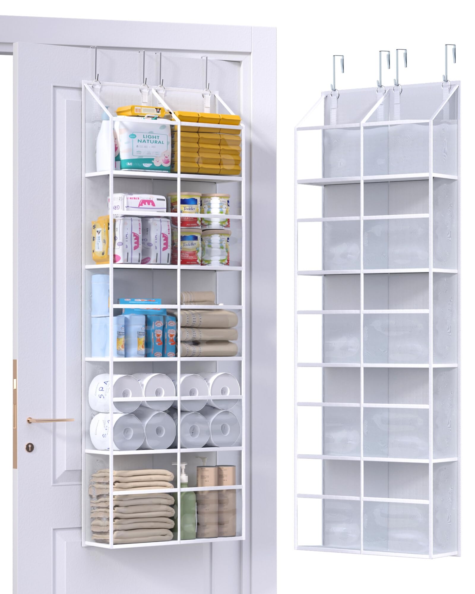 Alltidyup Clear Over The Door Organizer 5 Shelf, Door Hanging Organizer With 10 Large Capacity Pockets, Behind The Door Storage