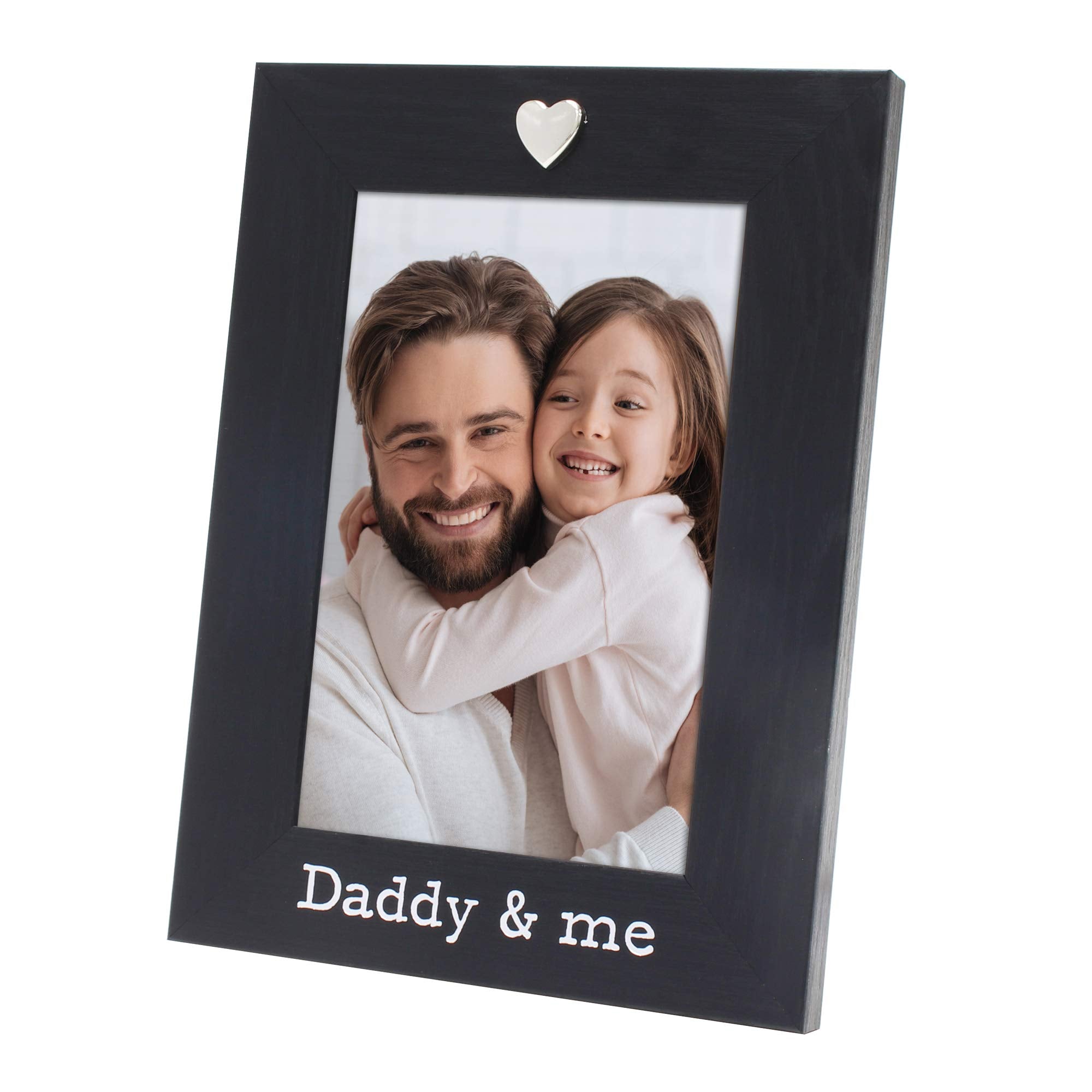 Mimosa Moments Silver Heart Black Picture Frame For 4X6 Photo (Daddy & Me)
