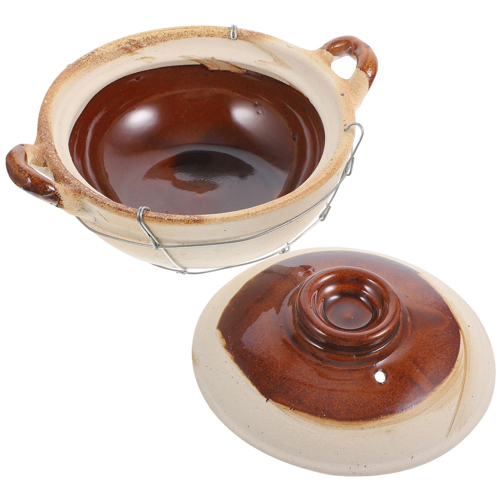 Clay Casserole Pot 0.5l for Soup Single Handle Rice Cooking