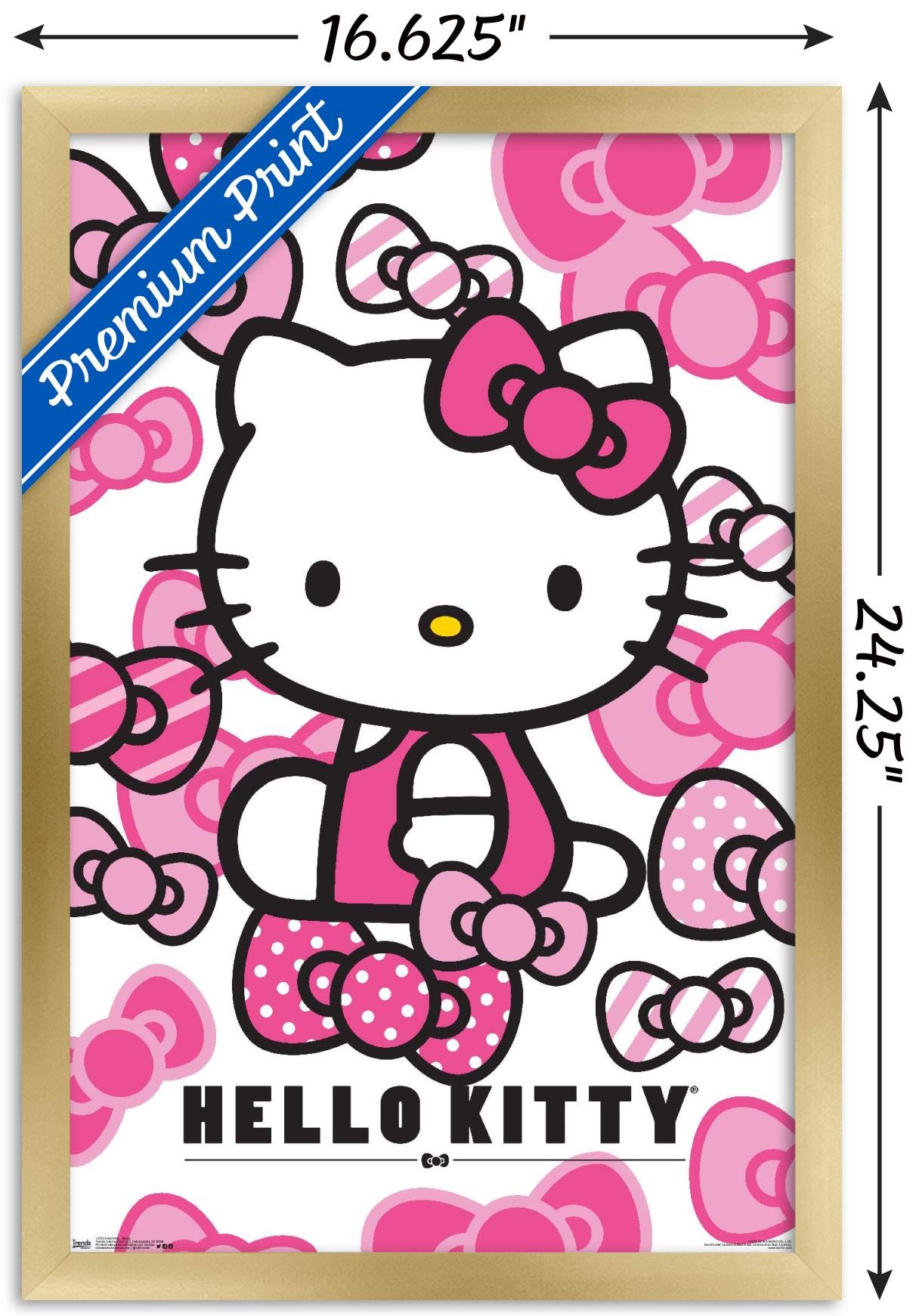 Trends International Hello Kitty - Bows Wall Poster, 14.725'' X 22.375'', Gold Framed Version