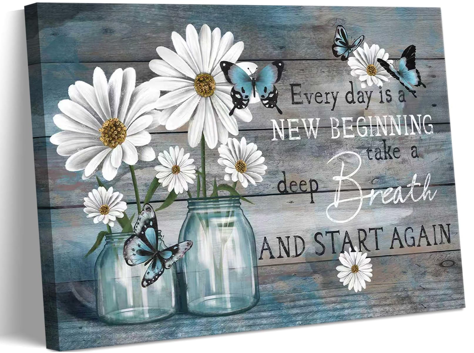 Daisy Canva Wall Art Butterfly Wall Decor Inspirational Poster Print Flower Picture Painting Still Life Suitable For Country Far