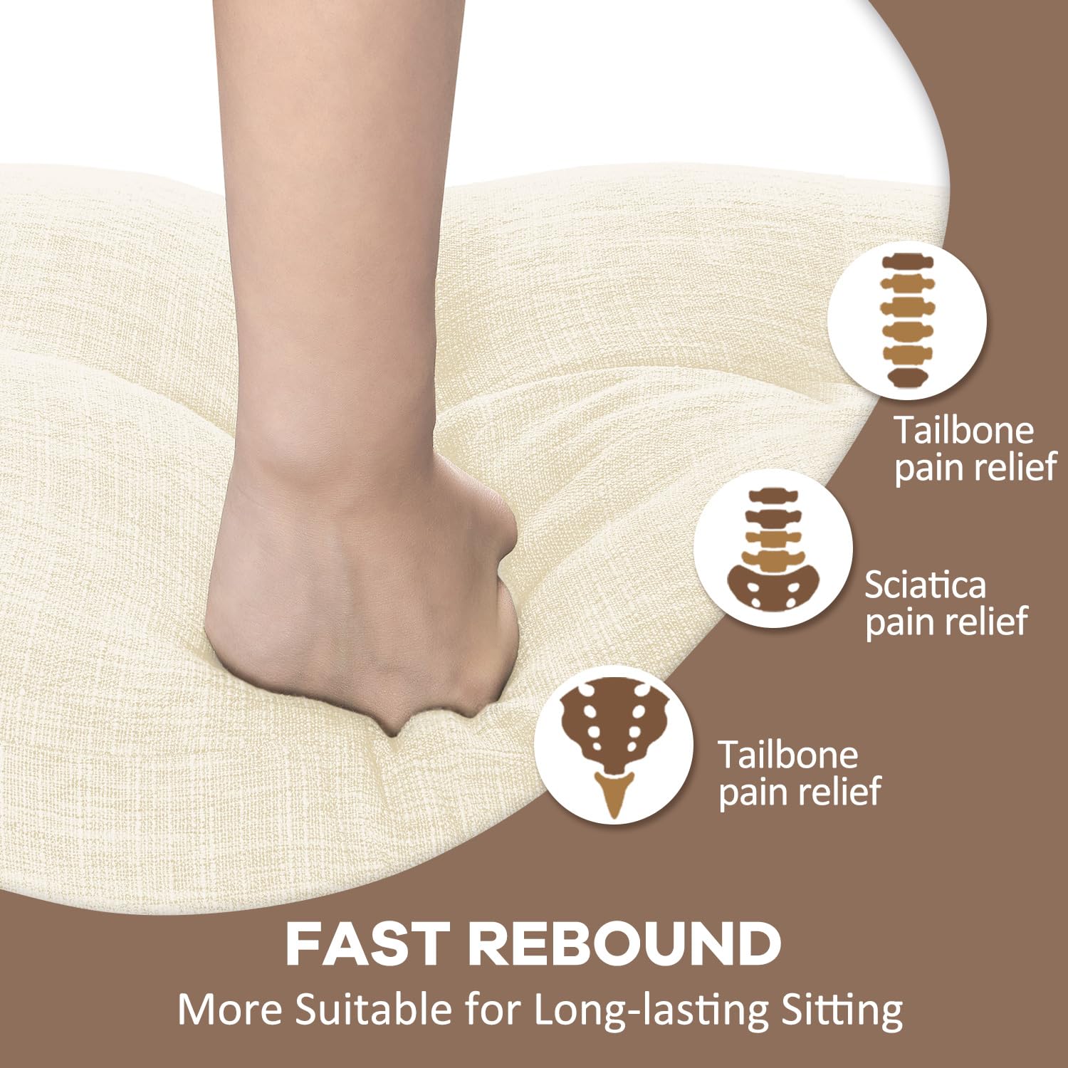 Downluxe Indoor Bench Cushion For Indoor Furniture, Non-Slip Tufted Overstuffed Textured Memory Foam Bench Seat Cushion, 36'' X