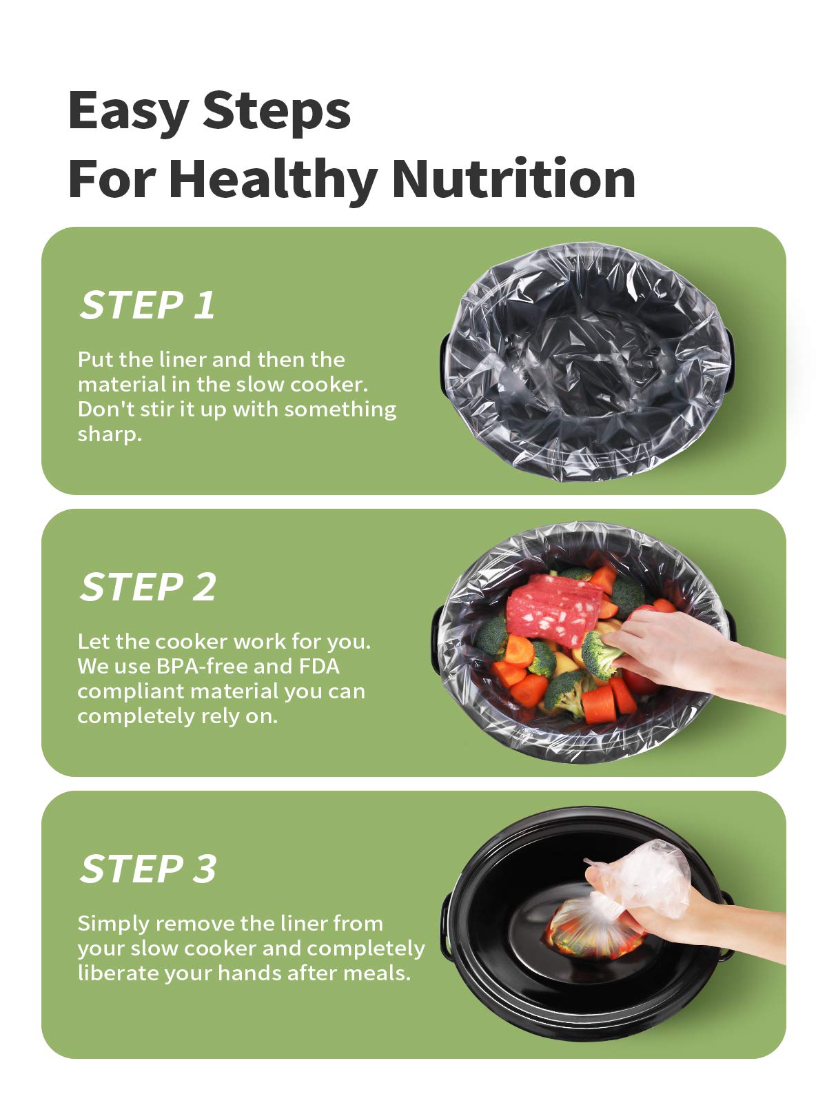 Kooc Disposable Slow Cooker Liners, 10 Count, 13X21In, Large Size, Fresh Locking Seal, Bpa Free