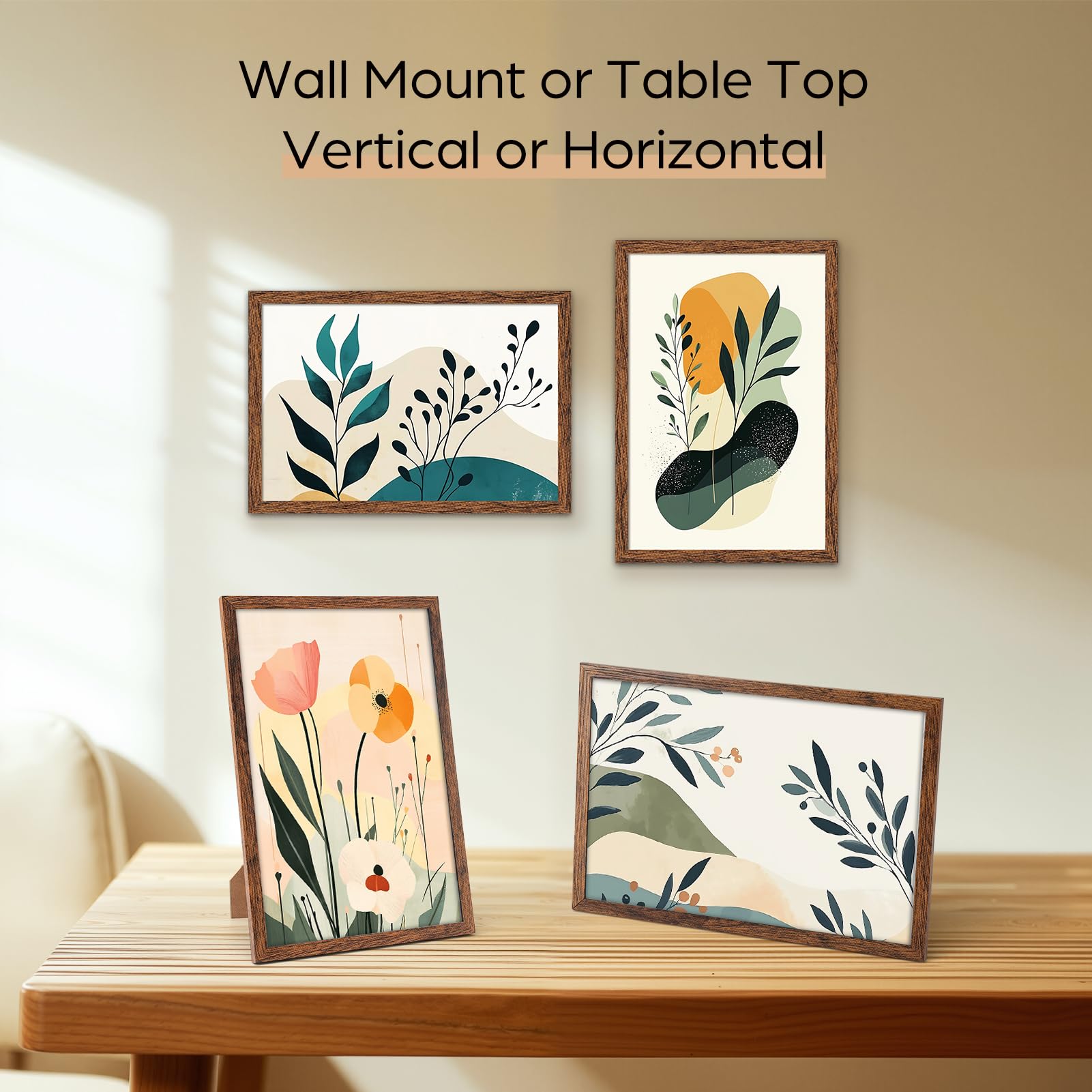 Giftgarden 8x12 Picture Frame Walnut Brown, 8 by 12 Thin Photo Frame for Wall Tabletop Display, Single