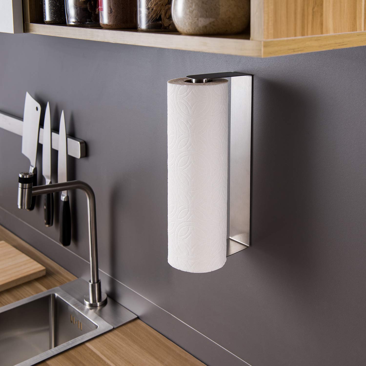 Zunto Paper Towel Holder Under Cabinet - Adhesive Paper Towel Rack (No Drilling), Stainless Steel Rustproof, Easy Tear