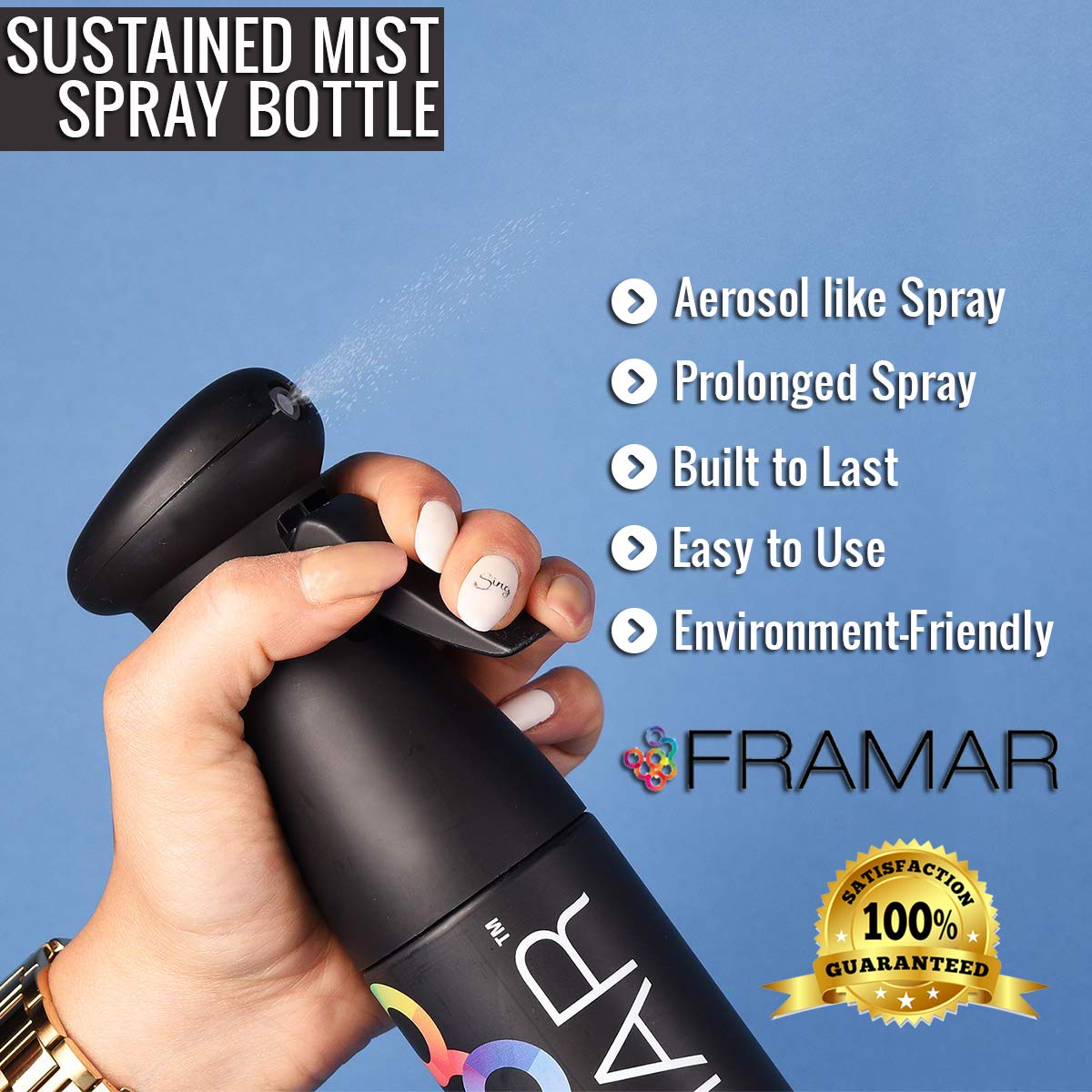 FRAMAR Premium Hair Spray Bottle - Spray Bottle For Hair  Fine Mist Spray Bottle  Mister Spray Bottle  Hairstylist Must Haves  That Girl Aesthetic  Water Spray Bottle - Continuous Spray Bottle