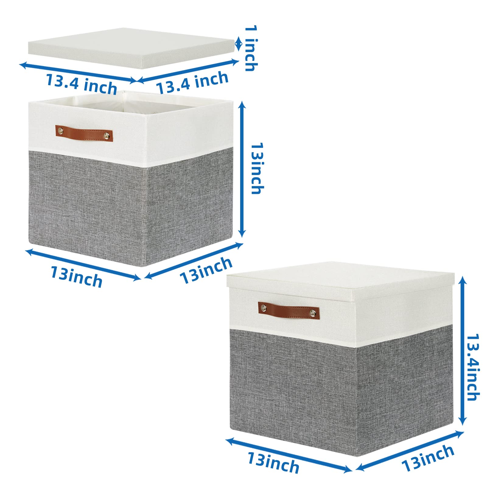 Temary Cube Storage Bins With Lids For Organizing Clothes, [2-Pack] Foldable Storage Boxes With Handles, Closet Storage Baskets