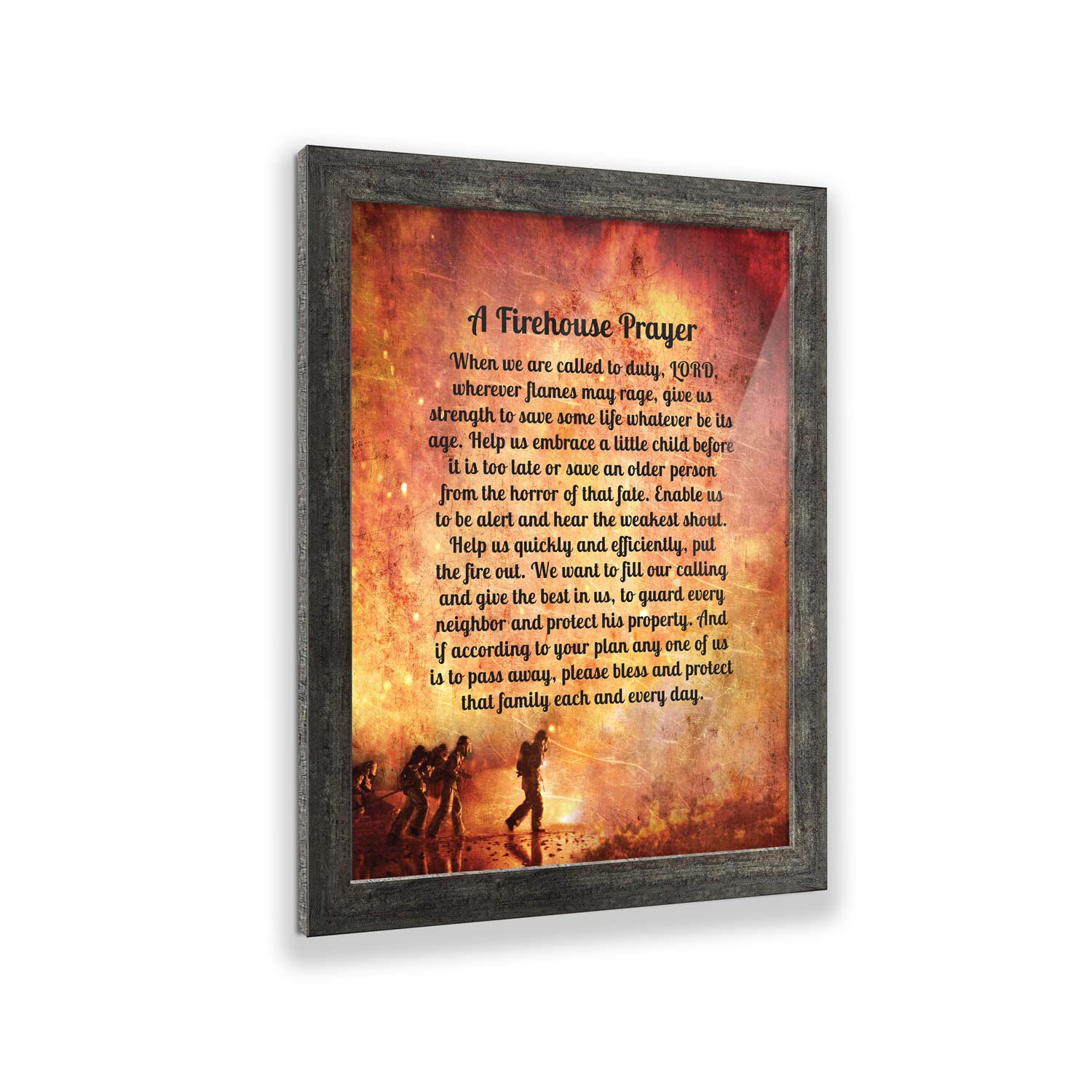 Crossroads Home D  Cor Firemans Prayer Picture Frame, Firefighter Decor, Firefighter Graduation Present, 2107Bw