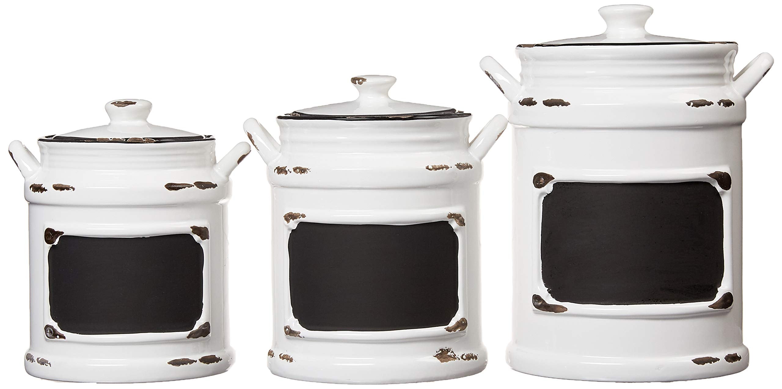 American Atelier Vintage Canister Set 3-Piece Ceramic Jars Chic Design With Lids For Cookies, Candy, Coffee, Flour, Sugar, Rice,