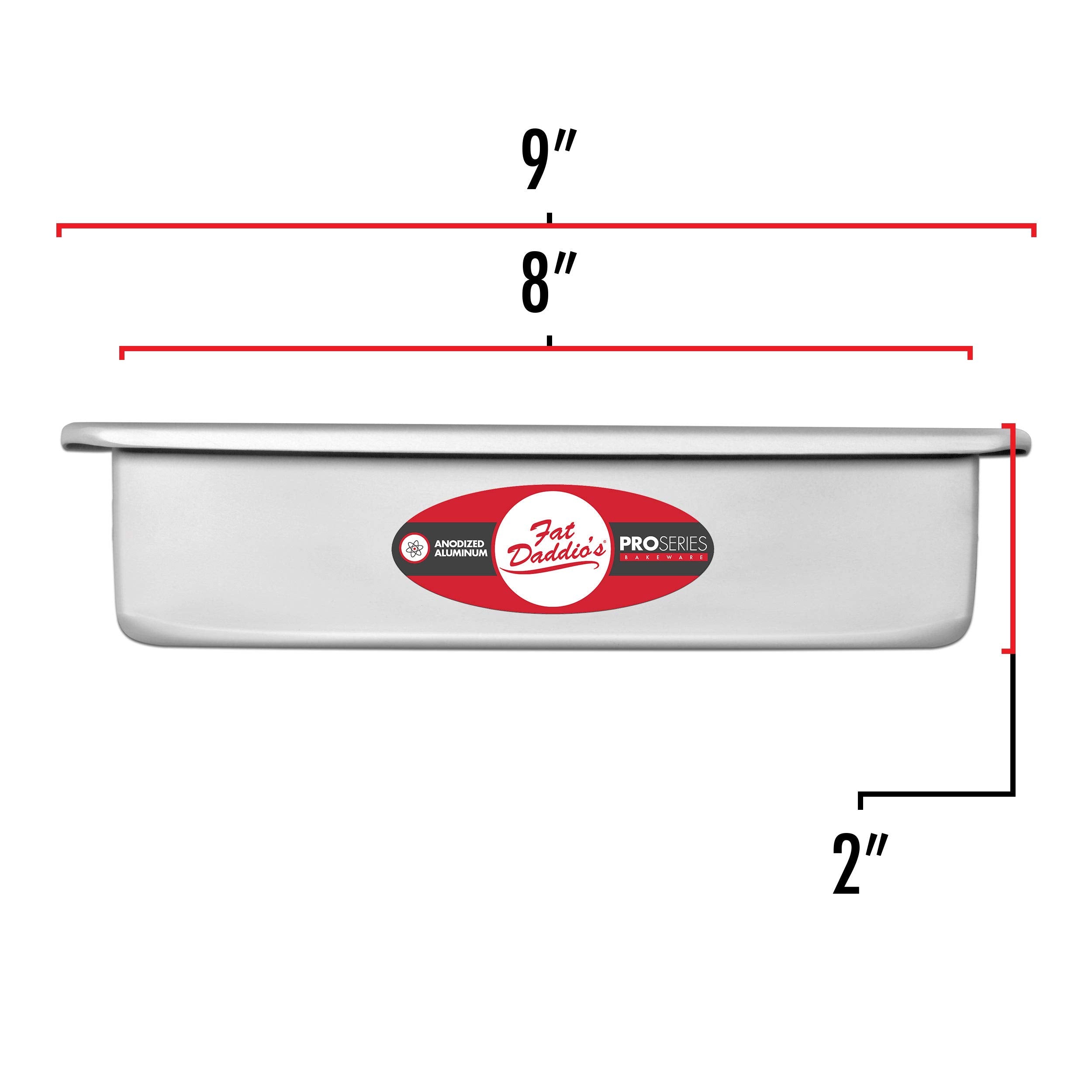 Fat Daddio'S Psq-882 Anodized Aluminum Square Cake Pan, 8 X 2 Inch