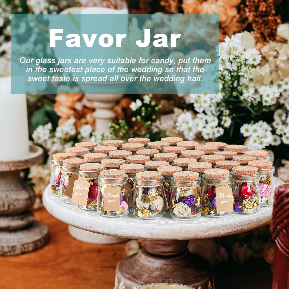 Ritayedet 40 Pack Glass Favor Jars With Cork Lid, 3.4 Oz Small Glass Bottles For Wedding Favor, Baby Shower, Party Favor, Gift J