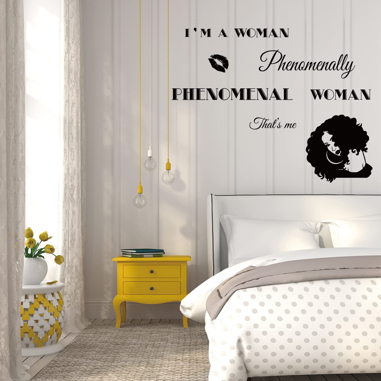 Superdant Inspirational Theme Pvc Wall Sticker I Am A Phenomenal Woman Quotes Woman Avatar Pattern Wall Art Sticker Vinyl Wall D
