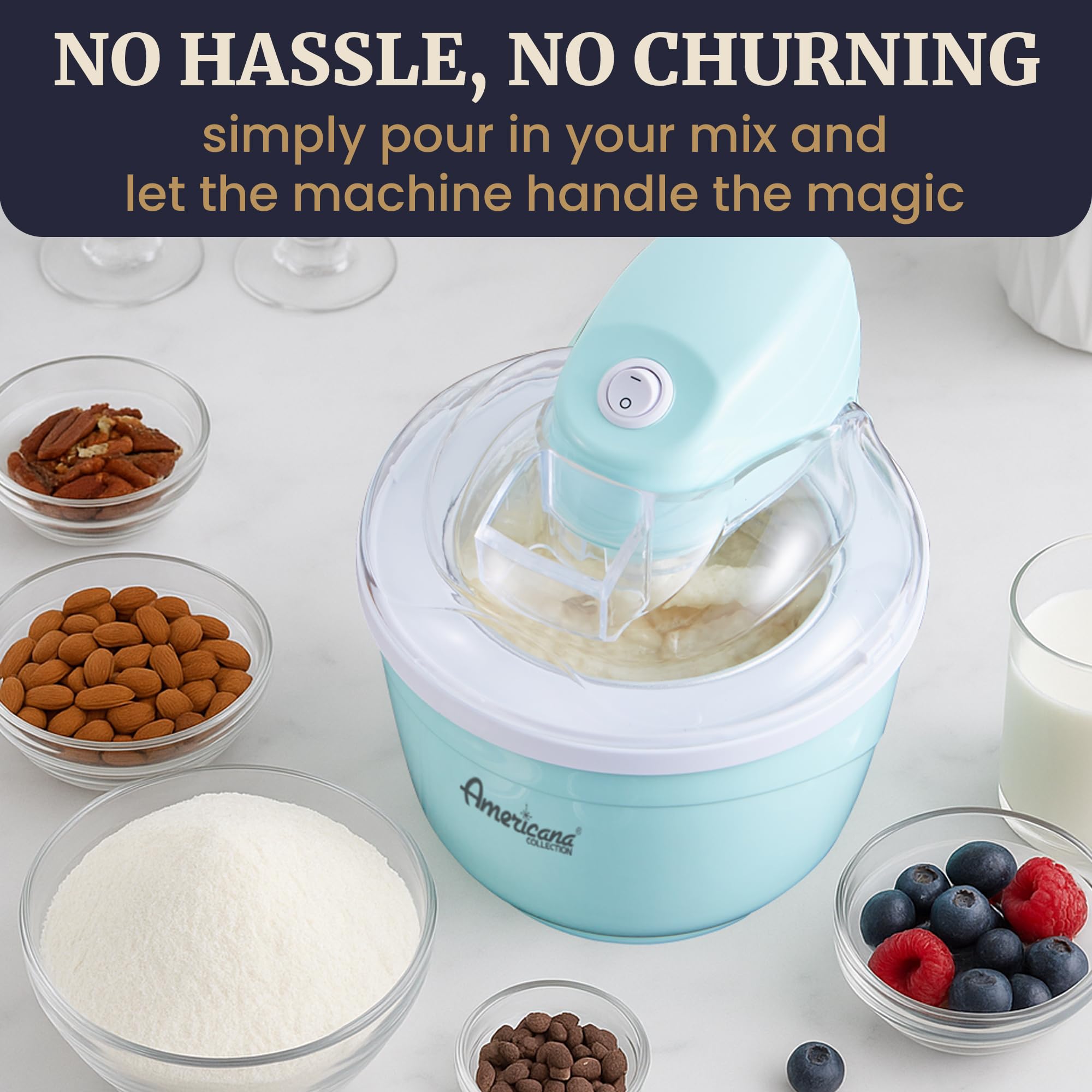 Americana Collection Elite Eim520M 1 Quart Automatic Easy Homemade Electric Ice Cream Maker, Frozen Yogurt, Sorbet, Gelato Treat