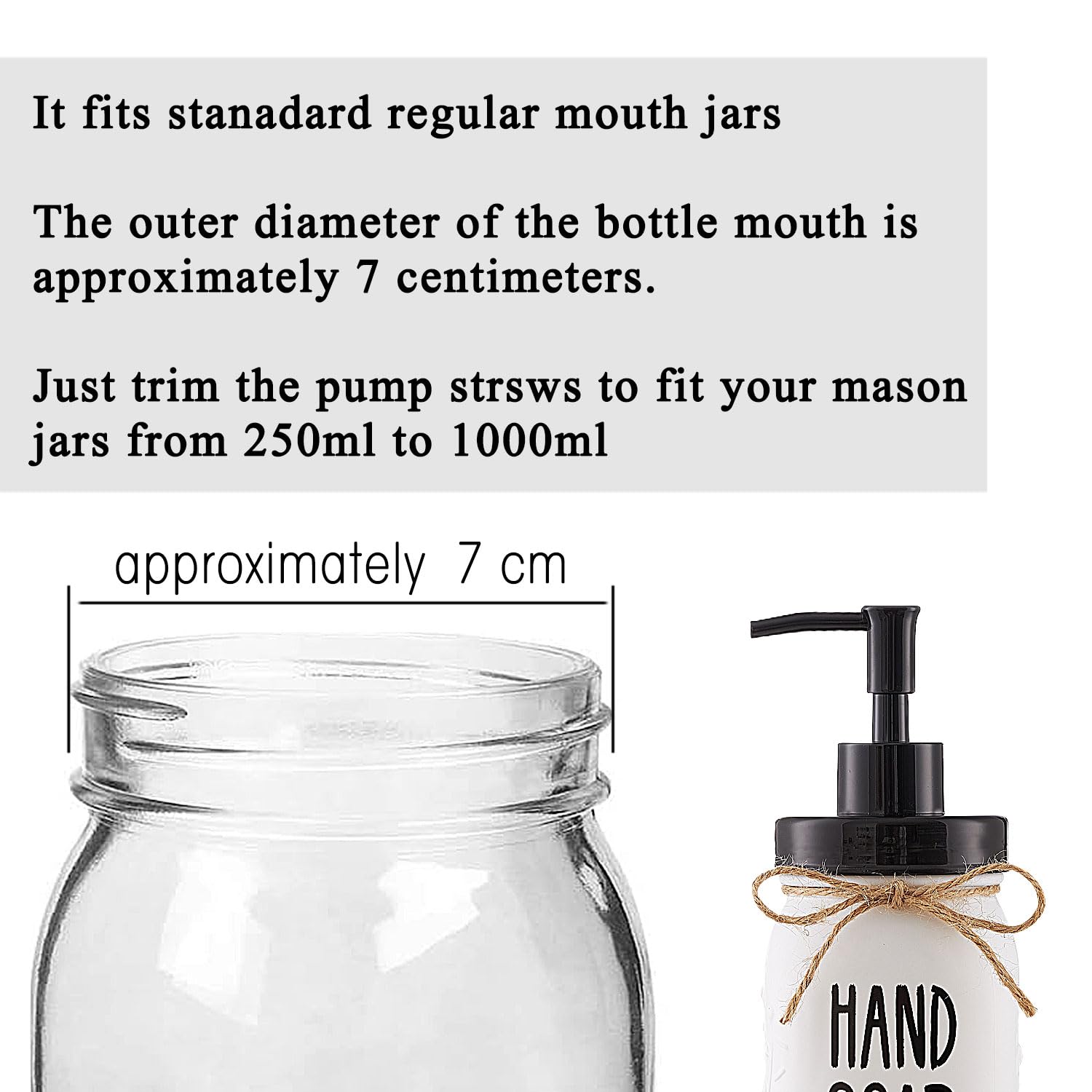 Onsogi Regular Mouth Plastic Mason Jar Soap Dispenser Pumps And Lids- Rust-Proof Mason Jar Accessories Rustic Farmhouse Kitchen
