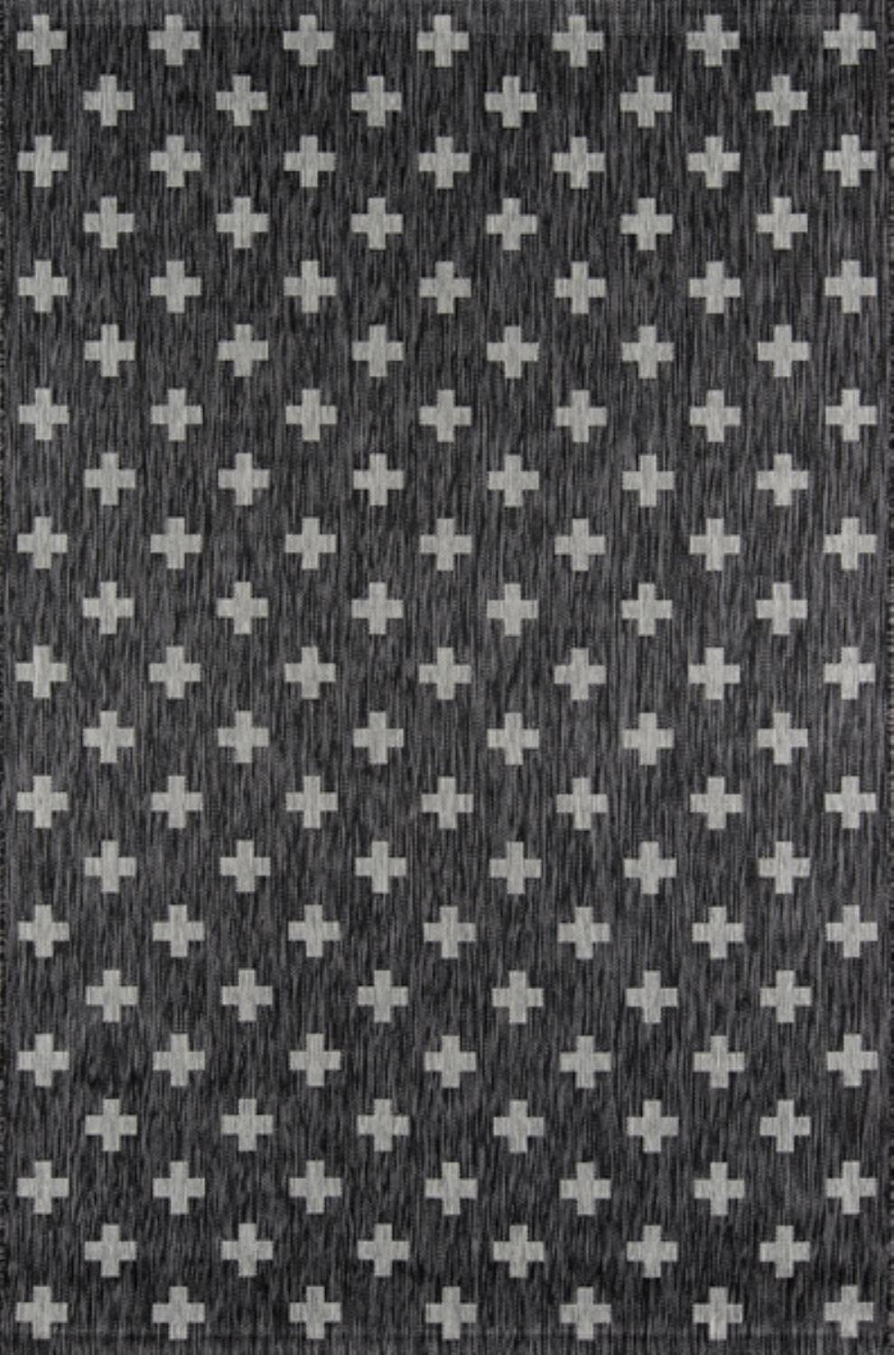 Machine Made Geometric Area Rug in Black (9 ft. 6 in. L x 6 ft. 7 in. W)