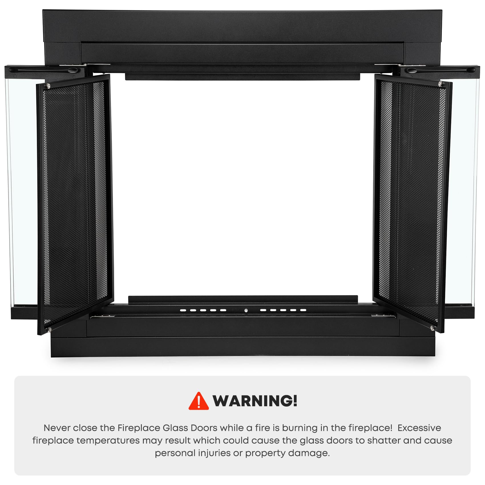 Stanbroil Fireplace Glass Bi-Fold Style Door, Black Finish, Medium, Decorative Fireplace Screen Door For Fireplace Accessories