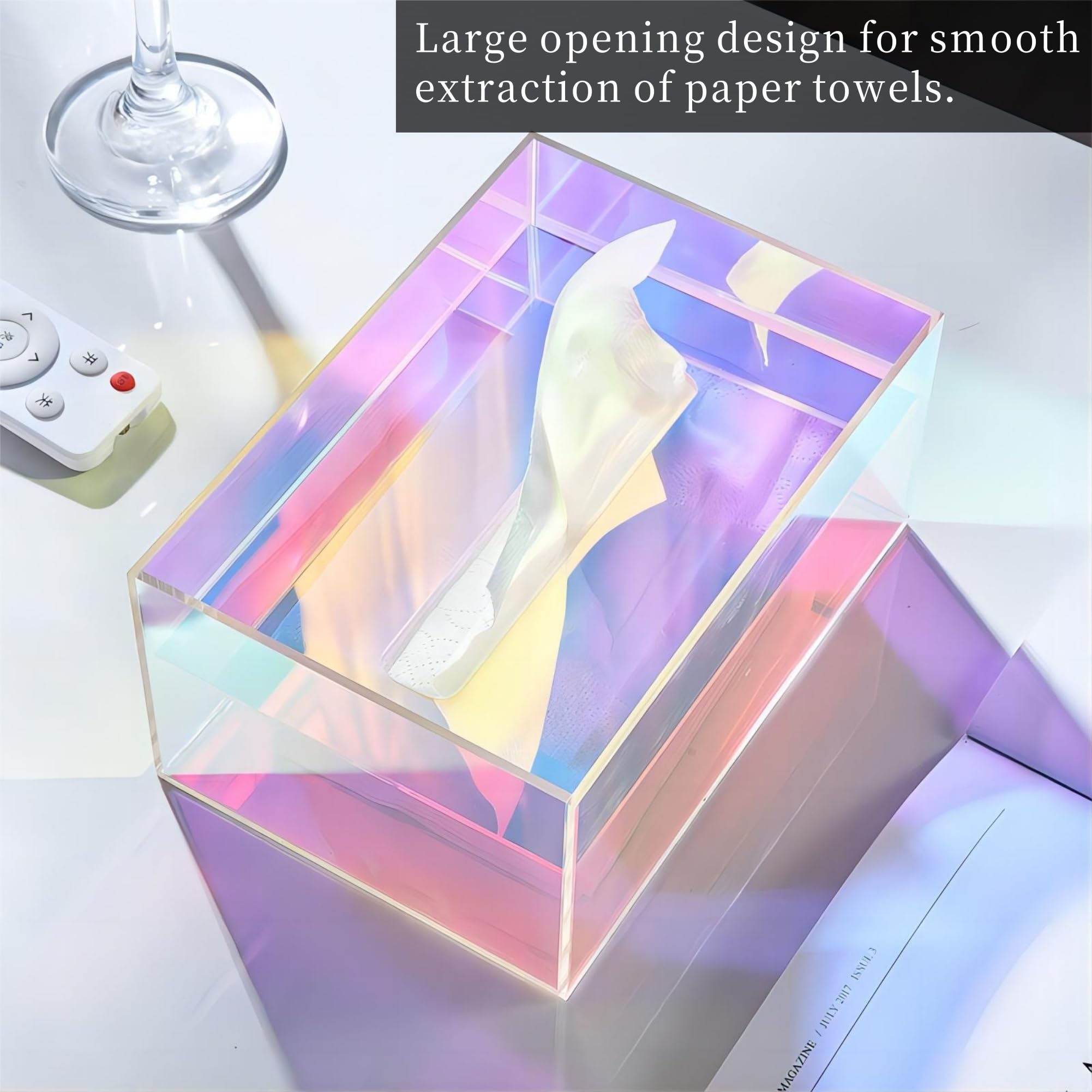 Tissue Box Cover, Acrylic Facial Paper Holder With Large Opening Napkin Dispenser For Bathroom Vanity Countertop Night Stands Of