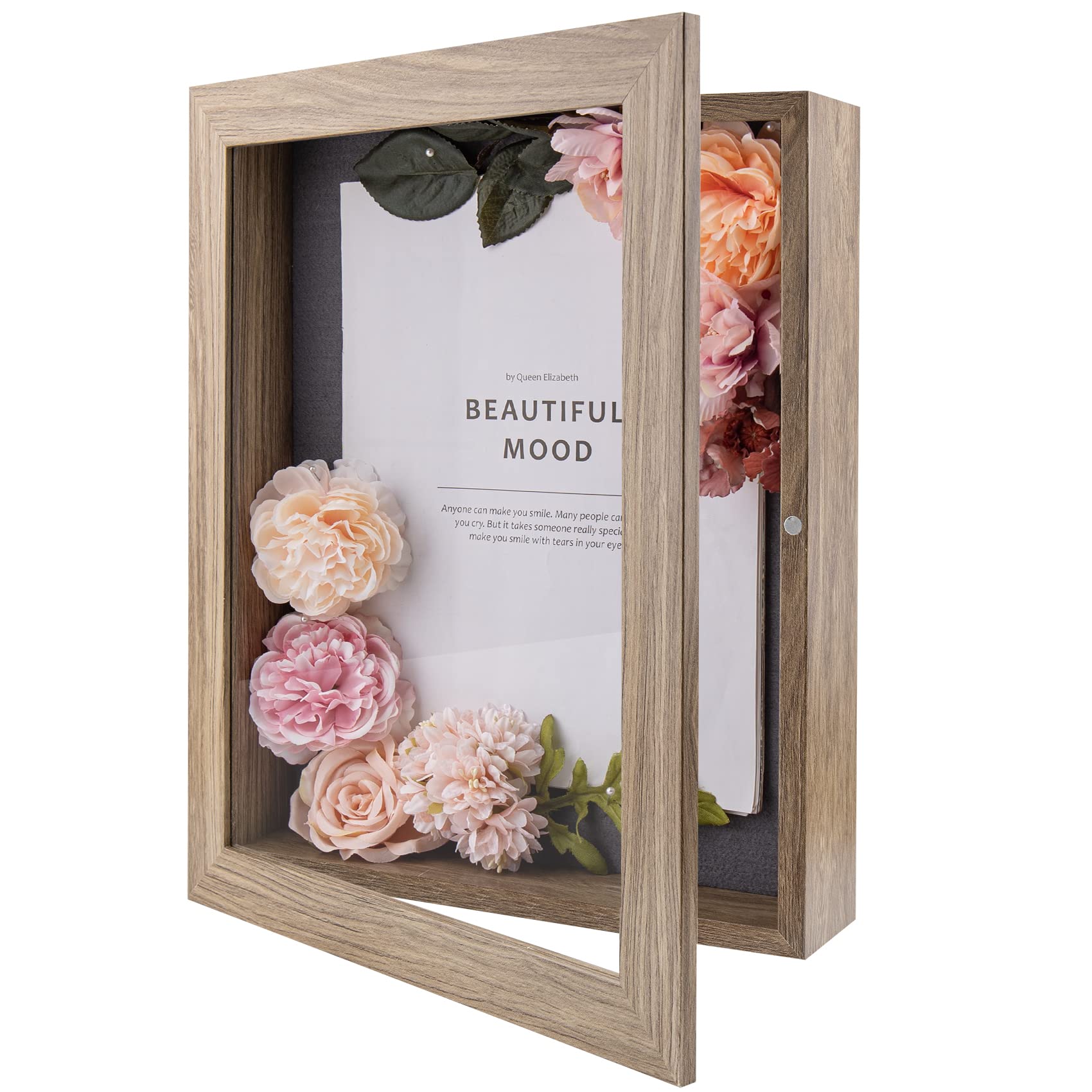 Golden State Art, 11x14 Shadow Box Frame Display Case, 2-inch Depth, Great for Collages, Collections, Mementos, 6 Pins Included 