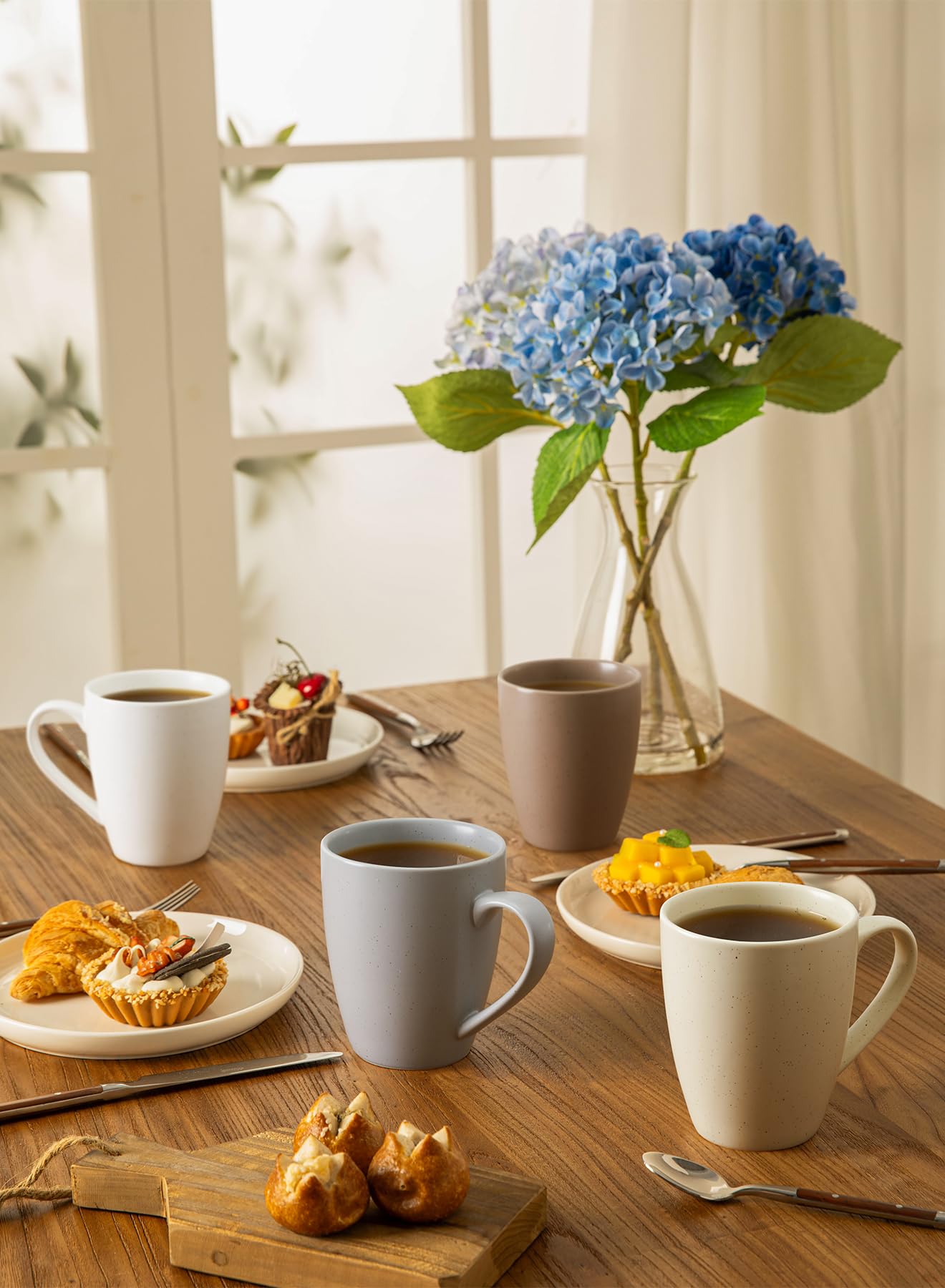 Sweese Porcelain Coffee Mugs - 16 Ounce (Top To The Rim) For Coffee, Tea, Cocoa, Set Of 4, Neutral Colors