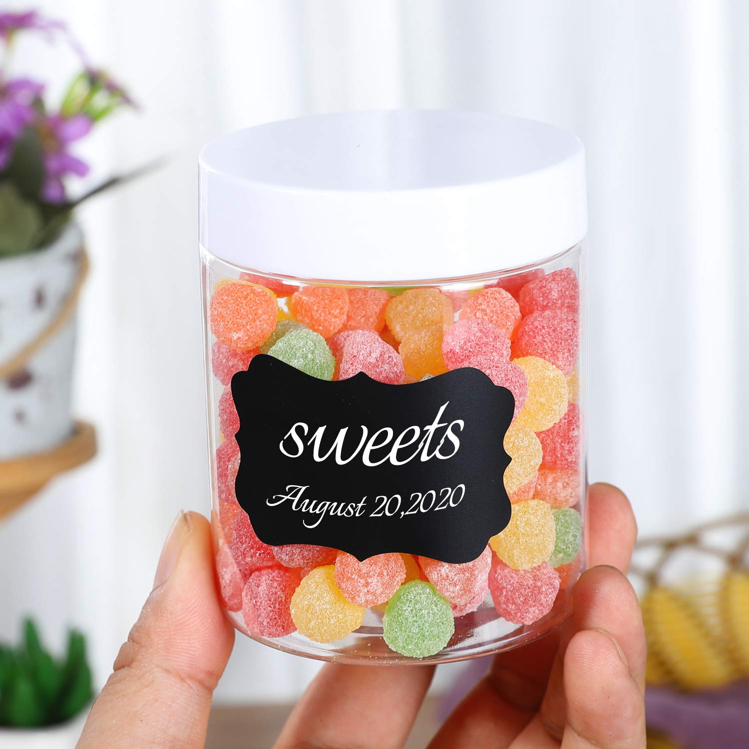 24Pack 8Oz Plastic Jar Storage Container With White Lids Airtight Clear Wide-Mouth Slime Storage Jars For Cosmetic Cream Light C