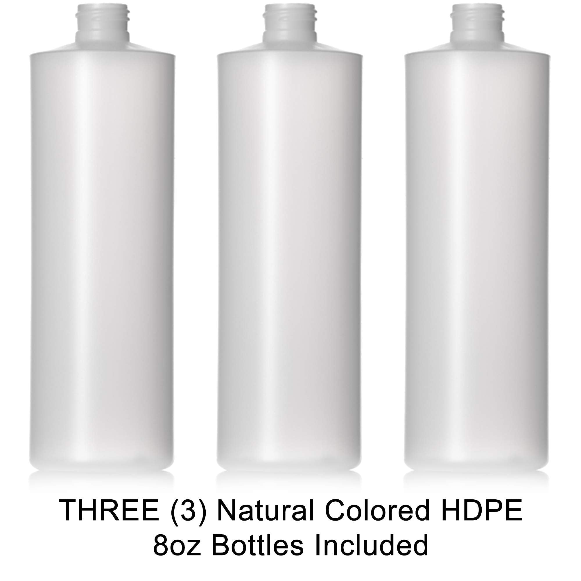 Aromine 8Oz Natural Color Hdpe Squeeze Bottles With Disc Cap And Squirt Cap (3 Pack) (8Oz)