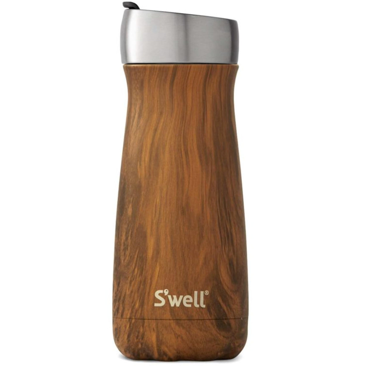 S'Well Stainless Steel Traveler With Commuter Lid, 16Oz, Teakwood, Triple Layered Vacuum Insulated Containers Keeps Drinks Cold