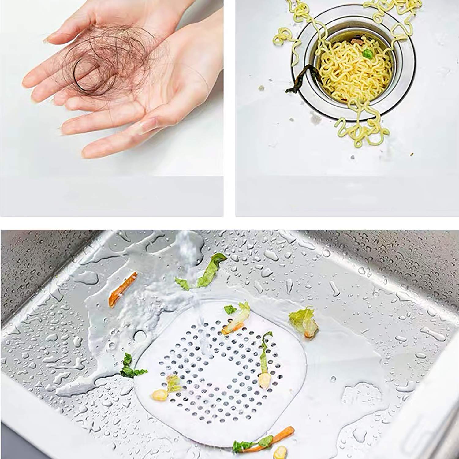 Shanhuyuhui Square Drain Cover Filter Shower Drain Hair Catcher With Suction Cups Silicone Drains Protector Sewer Filter For Bat