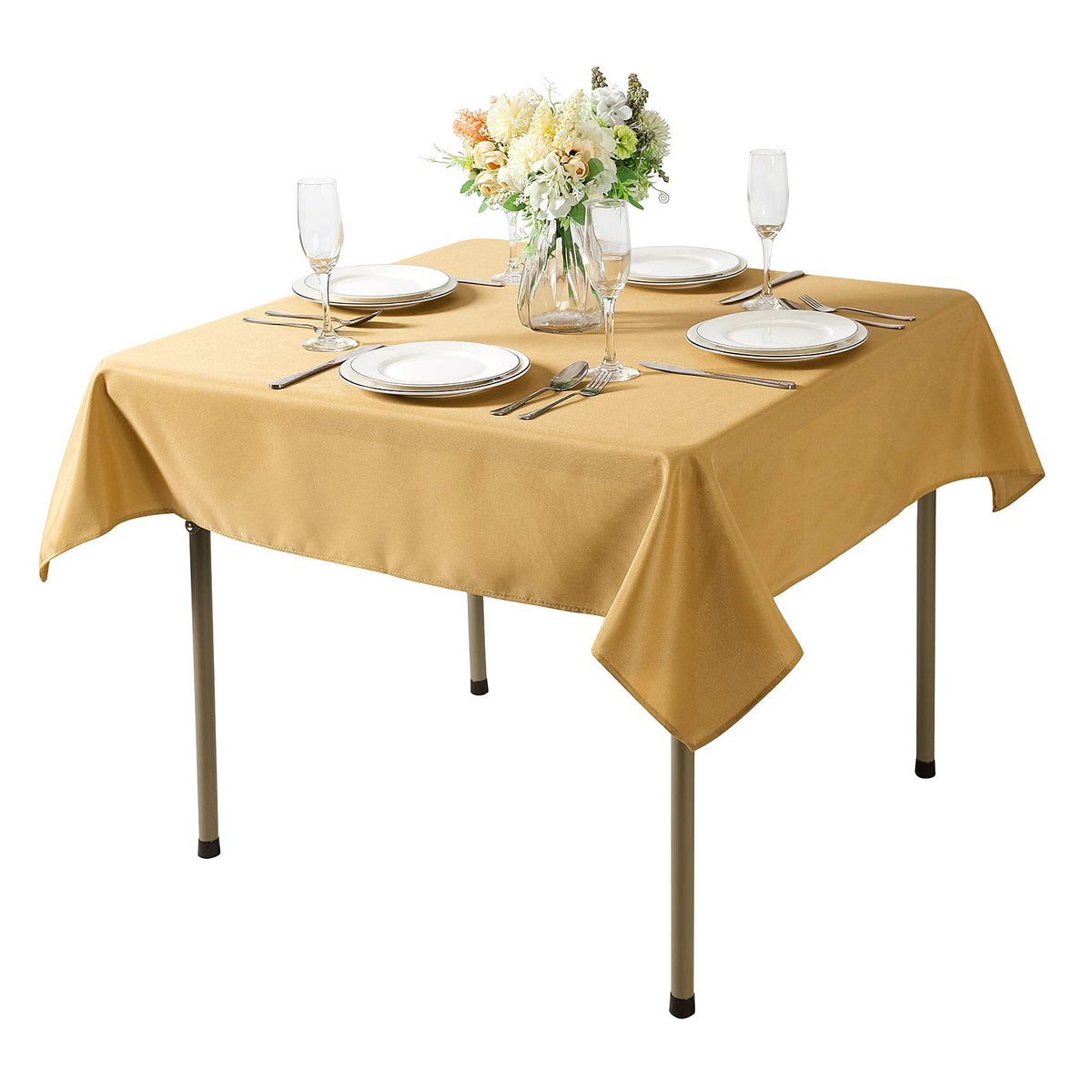 Cupuamon Square Tablecloth 52X52 Inch Washable Polyester Fabric Table Cloth For Wedding Party Dining Banquet Decoration(52X52,Go