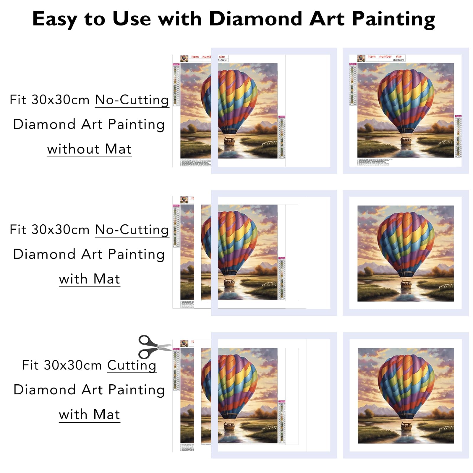 JCJMY 12x12 Picture Frame Set of 3 White with 10x10 Mat for 30 x 30cm Diamond Art Painting, Display Photo 12 x 12 Without Mat, W