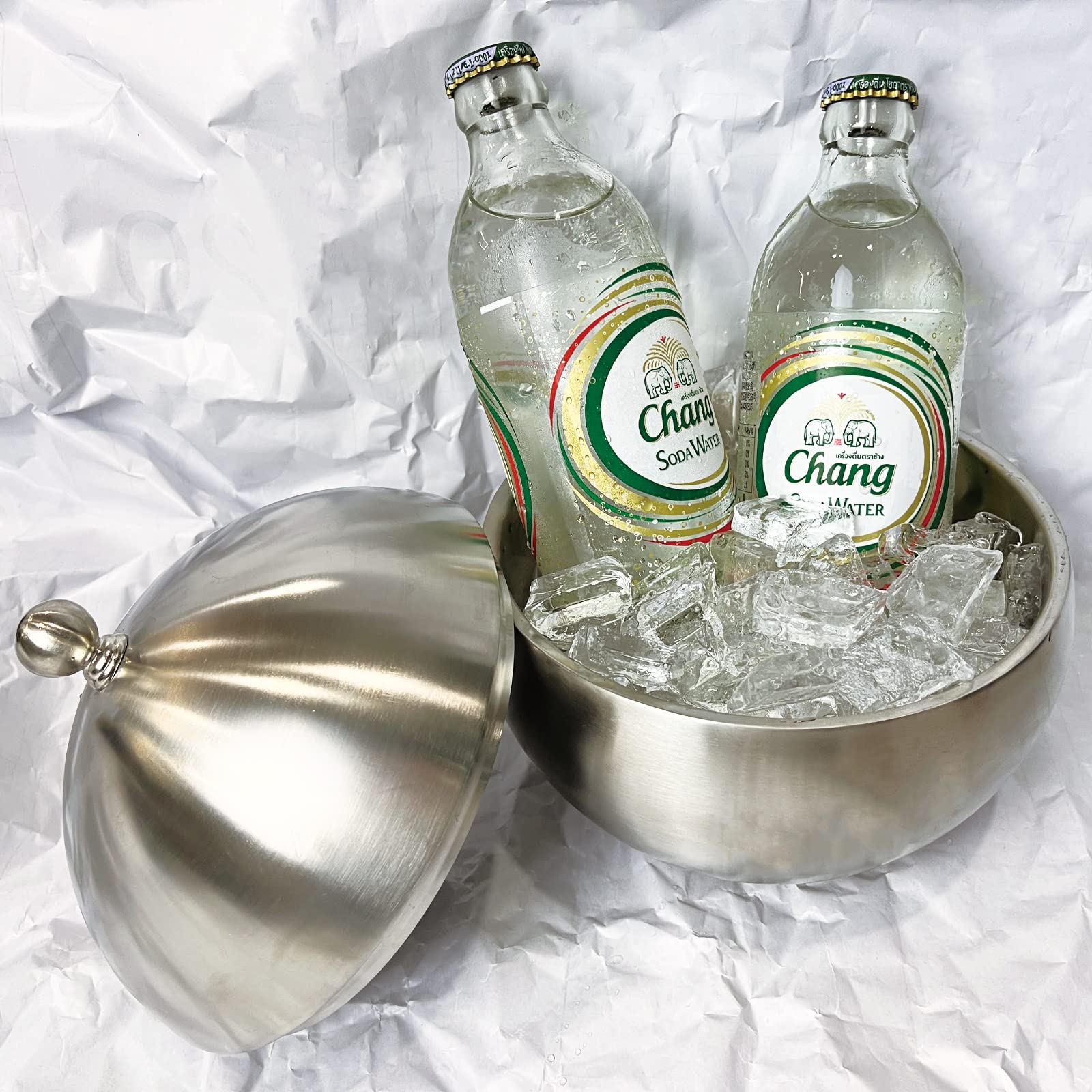 Ice Bucket With Lid Double Insulation Stainless Steel Ice Box Container Storage Box Household Kitchen Barrel Restaurant Bar Tabl