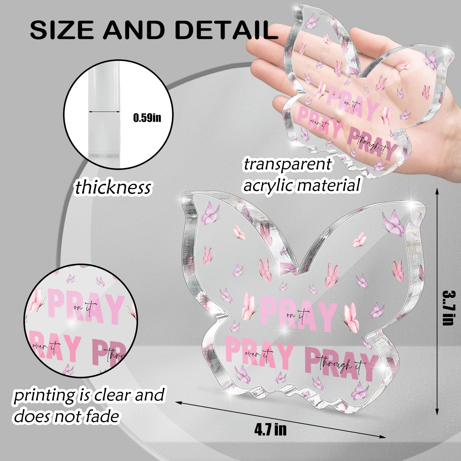 Pink Christian Gifts for Women, Religious Plaques Christian Woman Decor Gifts, Modern Home Office Room Bathroom Bedroom, Pray On