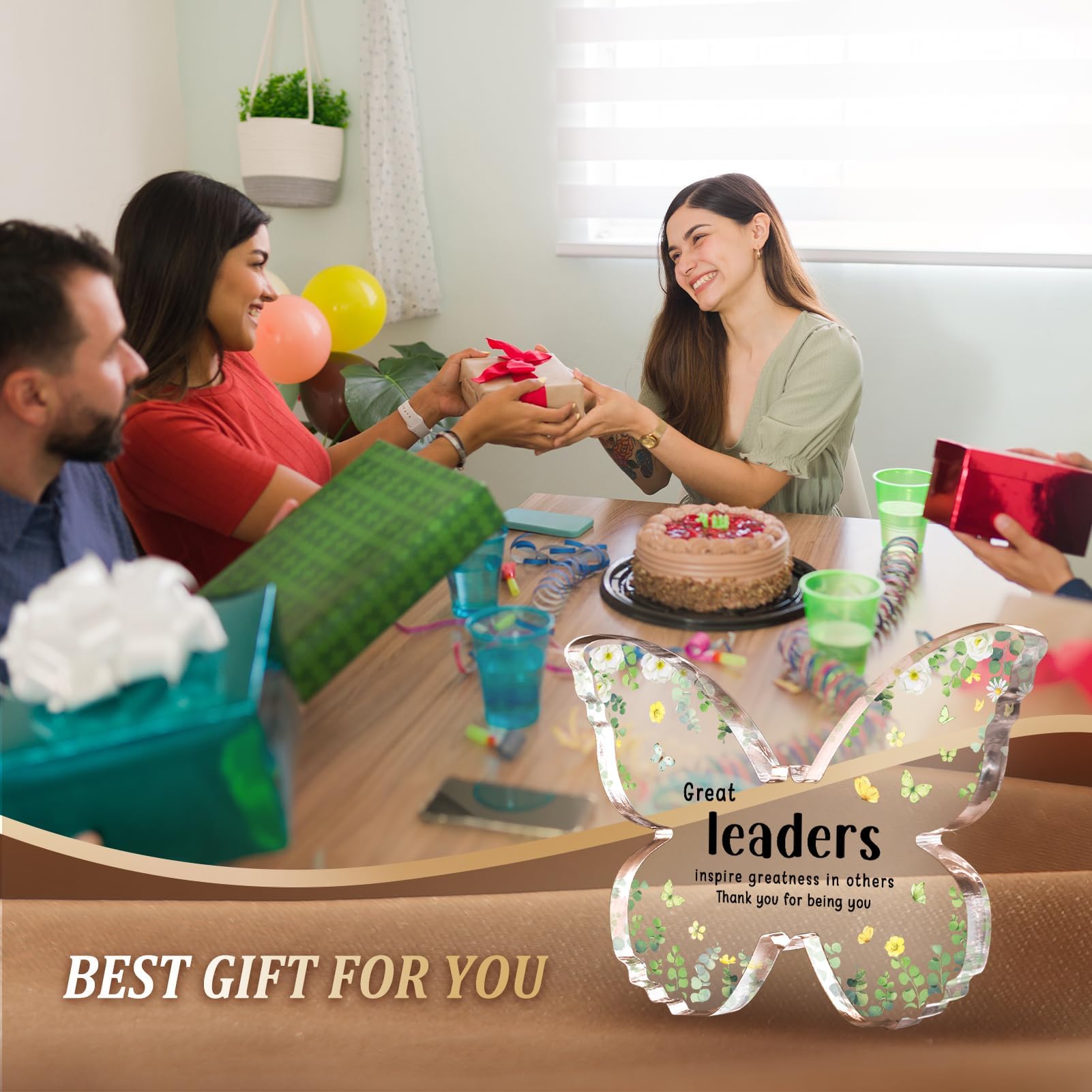 Glydein 1 Year Anniversary Romantic Gifts for Her Him - 5x3.8x0.5 Inch Butterfly Acrylic Plaque Decorations - One Year 1st Anniv