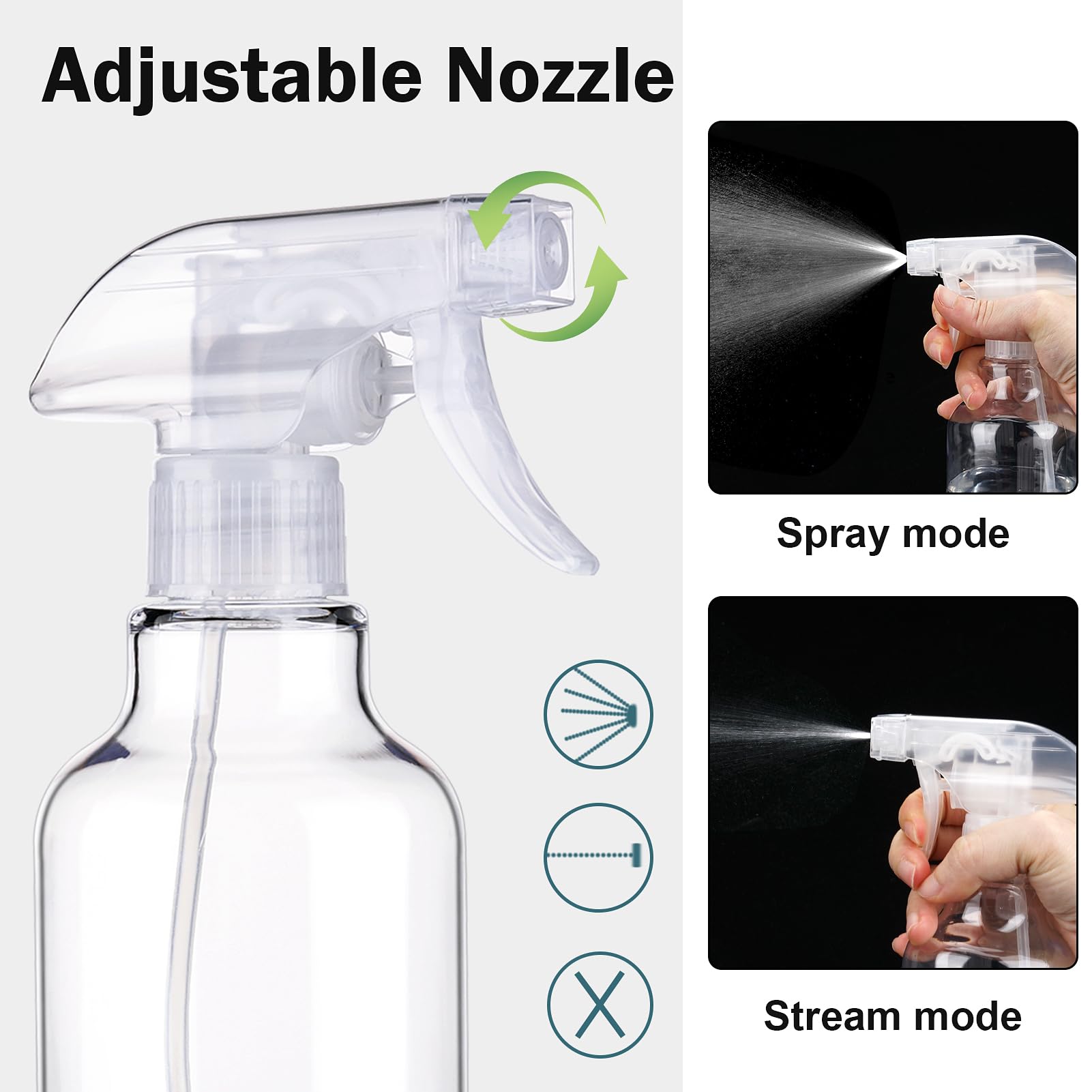 3 Pack Plastic Spray Bottles Empty Spray Bottle 10Oz/300Ml Heavy Duty Spraying Bottles Mist/Stream Water Bottle For Cleaning Sol