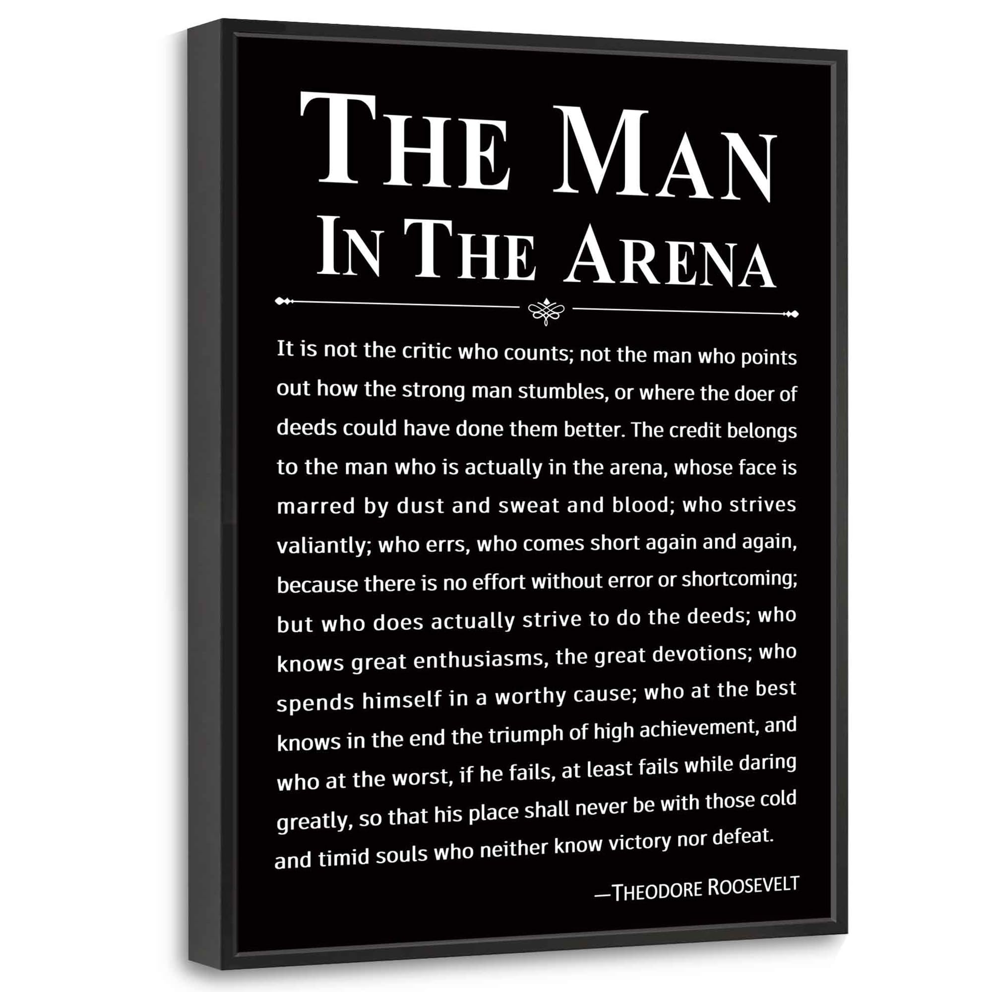 Howwii Office Wall Art Inspirational Decor The Man in the Arena Framed 12x16 Motivational Positive Quote Print Canvas Wall Decor