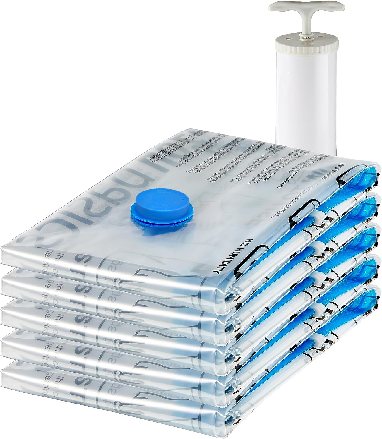 Amazon Basics Vacuum compression Storage Bags with Hand Pump  Large  Pack of 5  clear