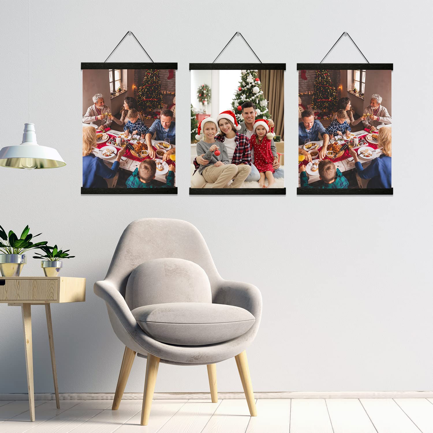 YK Artwood 3 Pack Magnetic Poster Hanger Frame 16 inch Black- 16x24 16x22 16x20 Poster Frame- Extra Strong Magnets  Wood Poster Hanger for Wall Art Pictures Photos Prints Maps Diamond Art Painting