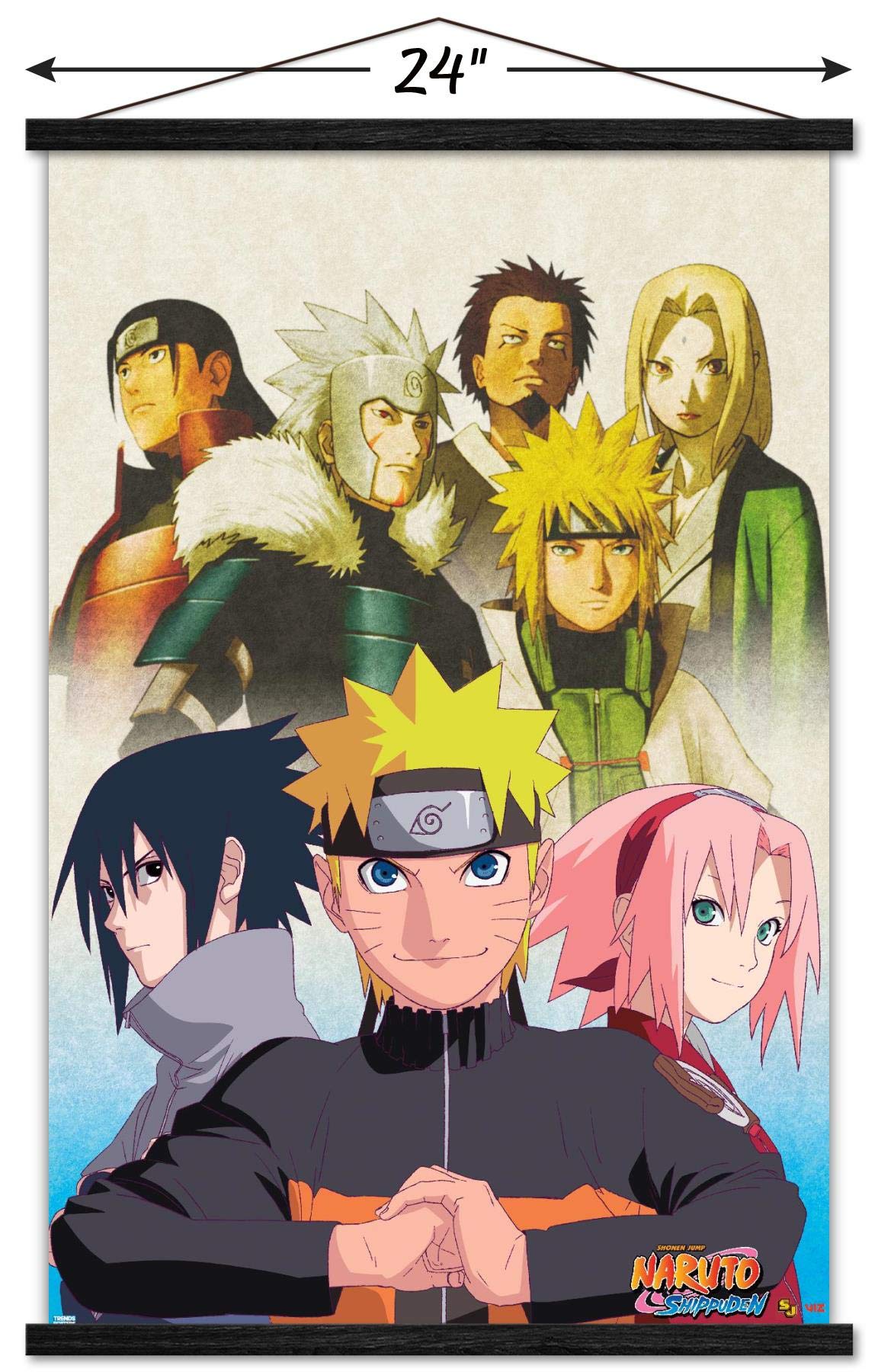 Trends International Naruto Shippuden - Key Art Wall Poster, 22.375'' X 34'', Print And Black Hanger Bundle