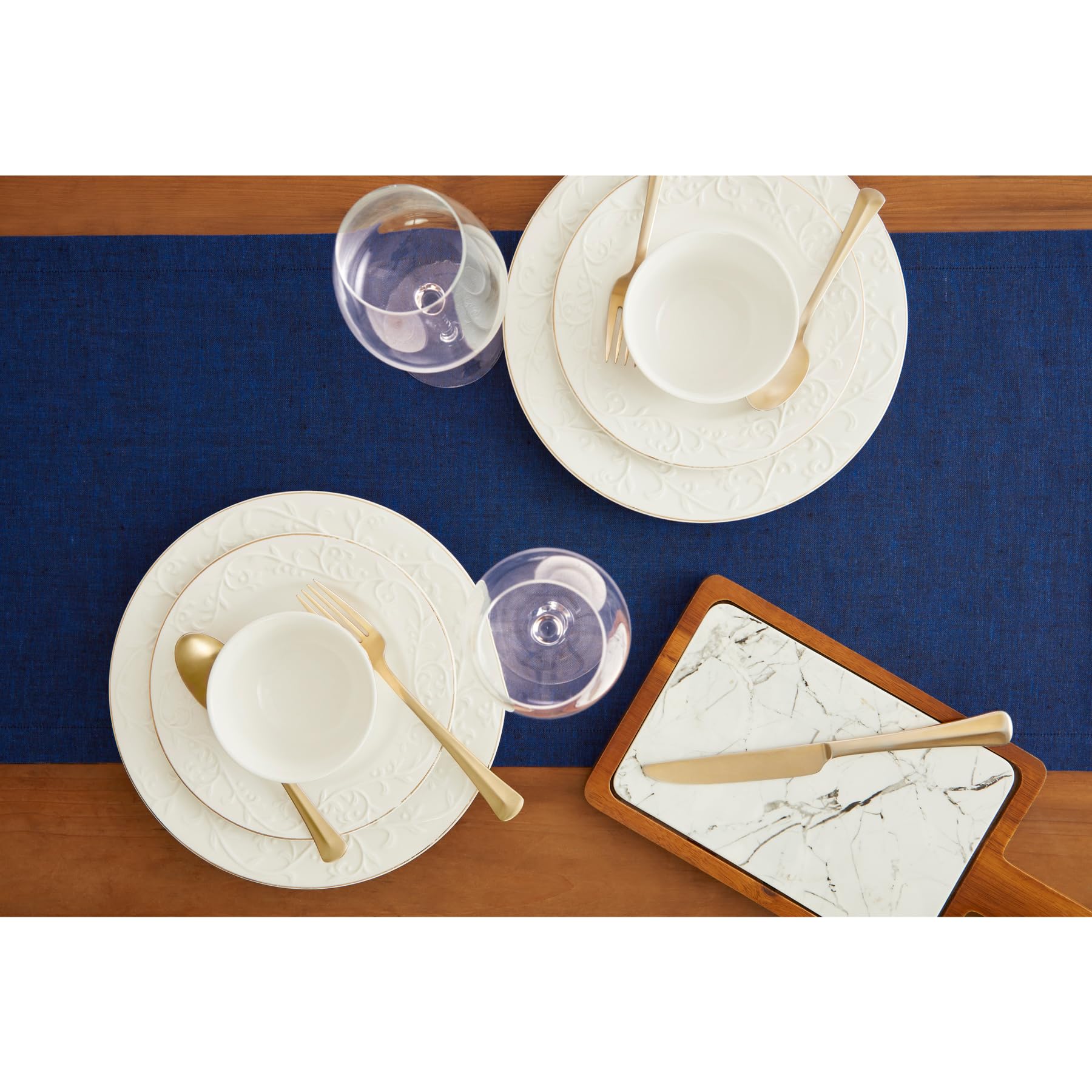 Solino Home Linen Table Runner 120 Inches Long - 100% Pure Linen Royal Blue Table Runner 14 X 120 Inch - Machine Washable Christ