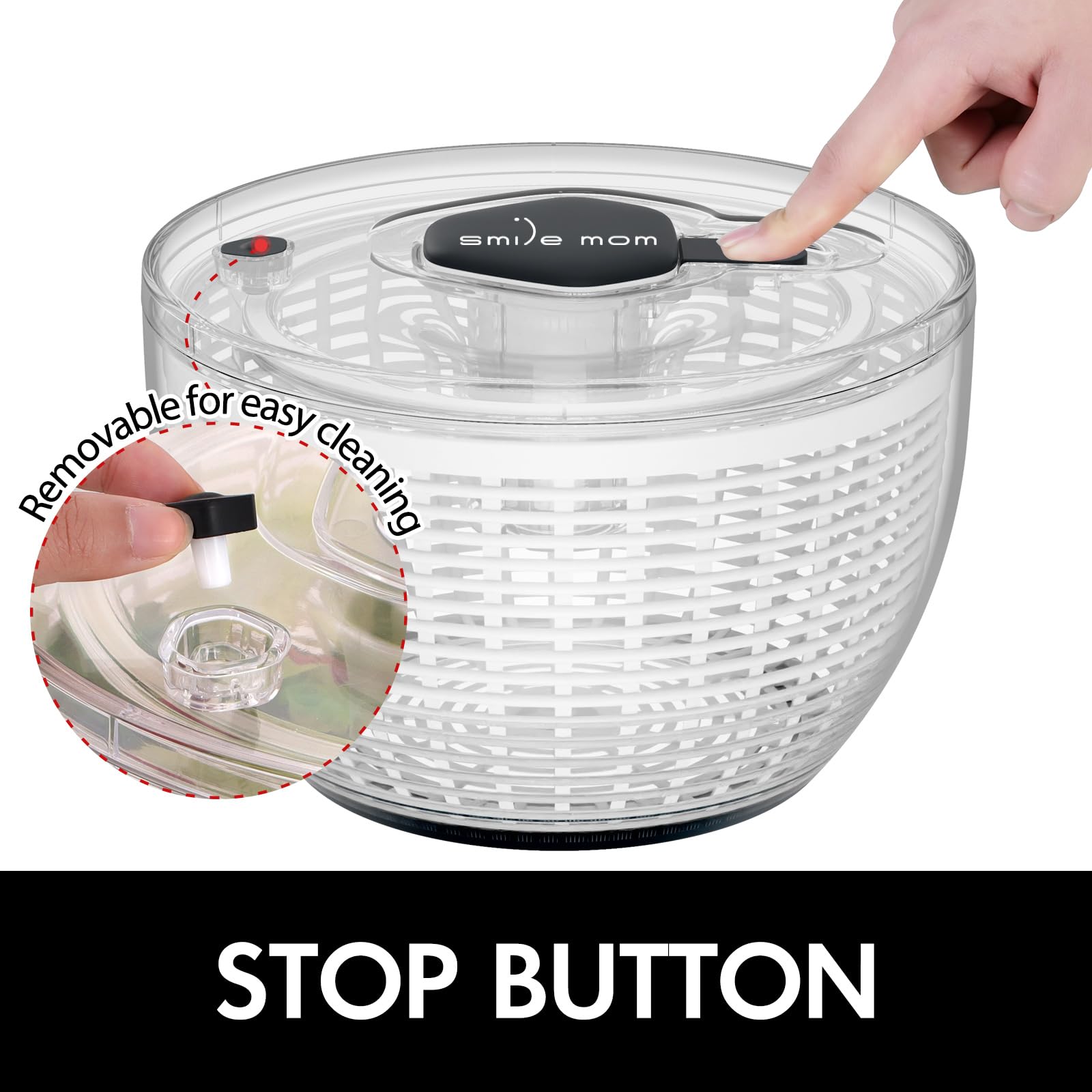 Smile Mom Salad Spinner Large Lettuce Spinner Kitchen Gadgets, Large Salad Spinner Vegetable Washer, High Efficiency For Kitchen