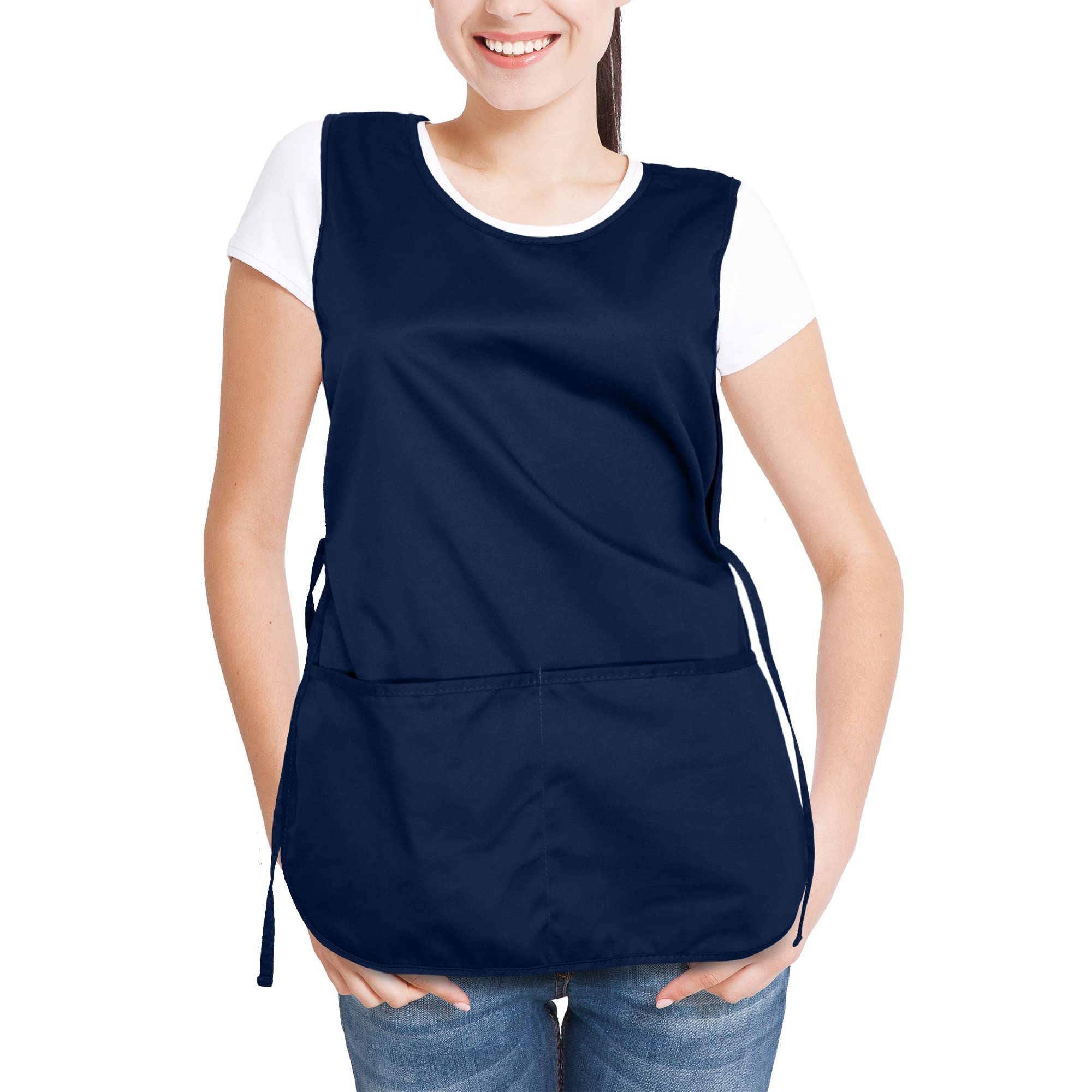 Dalix Cobbler Apron 2 Pockets Smock Chef 28.5'' X 18.5'' Poly Cotton Navy Blue