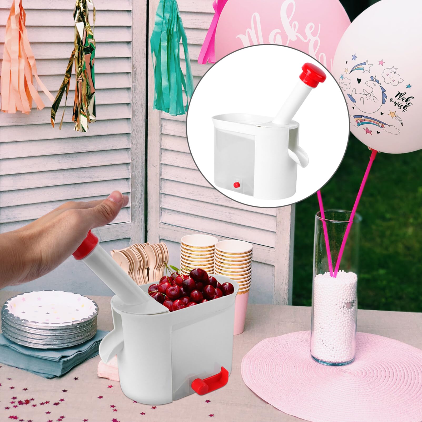 Hemoton Cherry Pitter With Stone Catcher Container Cherry Stone Remover Tool Fruit Core Remover Kitchen Gadgets