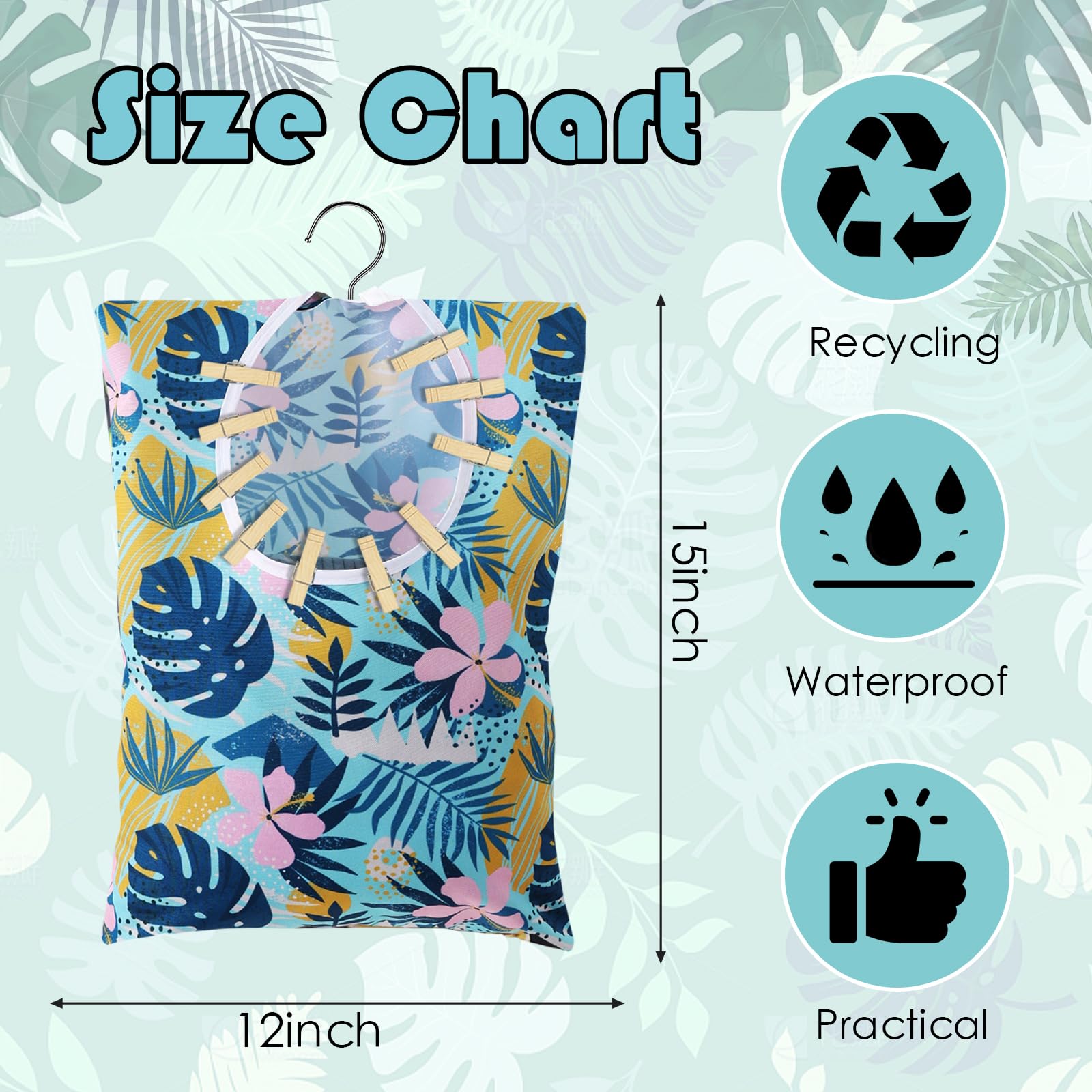 2 Pcs Leaves Style Clothes Pin Bag Clothespin Bag Holder Clothespin Holder 15 X 11 Inch Clothes Pin Hanging Bag Clothespin Bag F