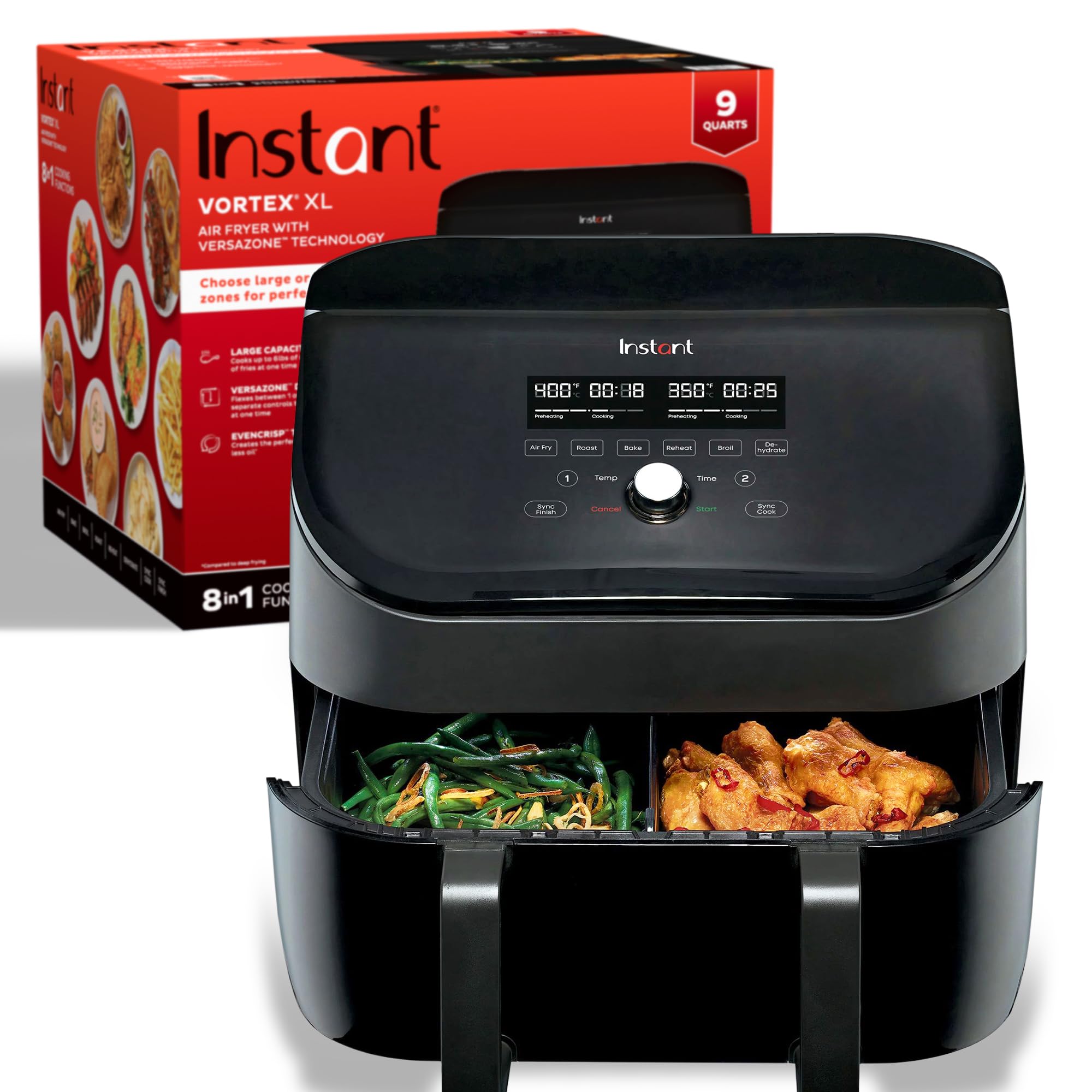 Instant Versazone 9Qt Air Fryer, 8-In-1 Functions With Evencrisp Technology, Crisps, Broils, Bakes, Roasts, Dehydrates, Reheats