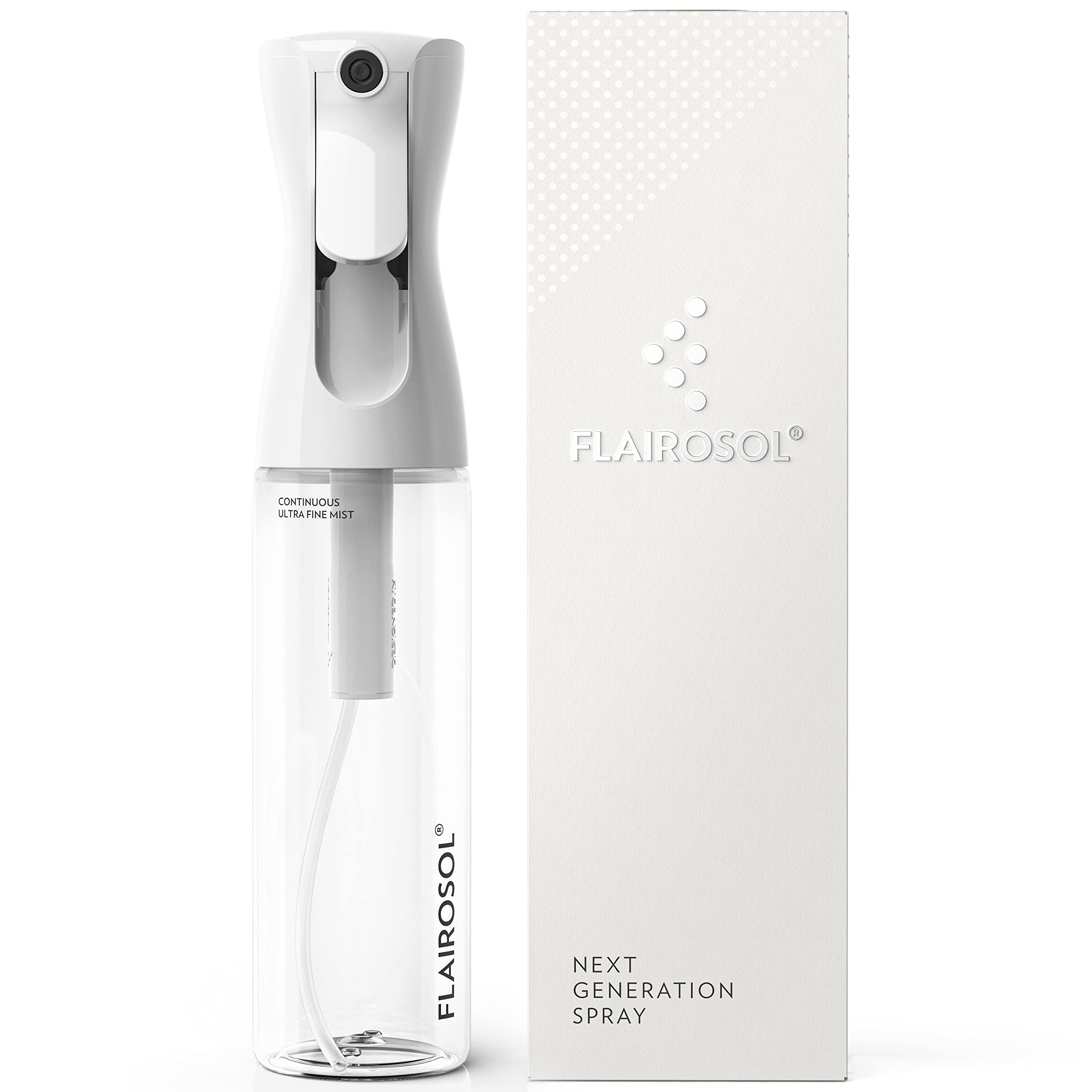 Flairosol - The Original, Spray Bottle For Hair, Plants & More, Continuous Mister, Ultra Fine Water Mist, 10.1Oz/300Ml, Clear Bo