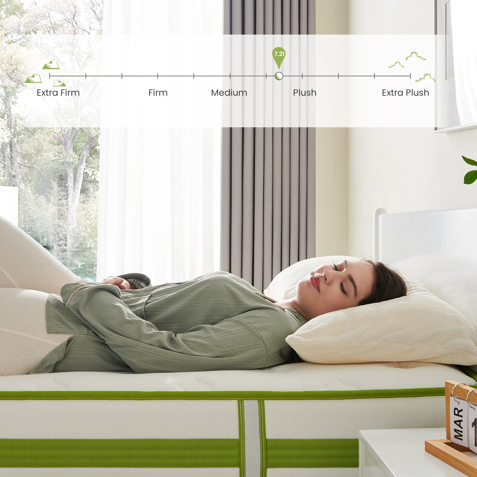 Dourxi Queen Mattress 10 Inch  Hybrid Mattress with Cooling Gel Memory Foam and Pocket Spring  Organic Cotton Fabric Cover  Mattress in a Box  Medium Firm Feel  80''*60''*10''  Queen