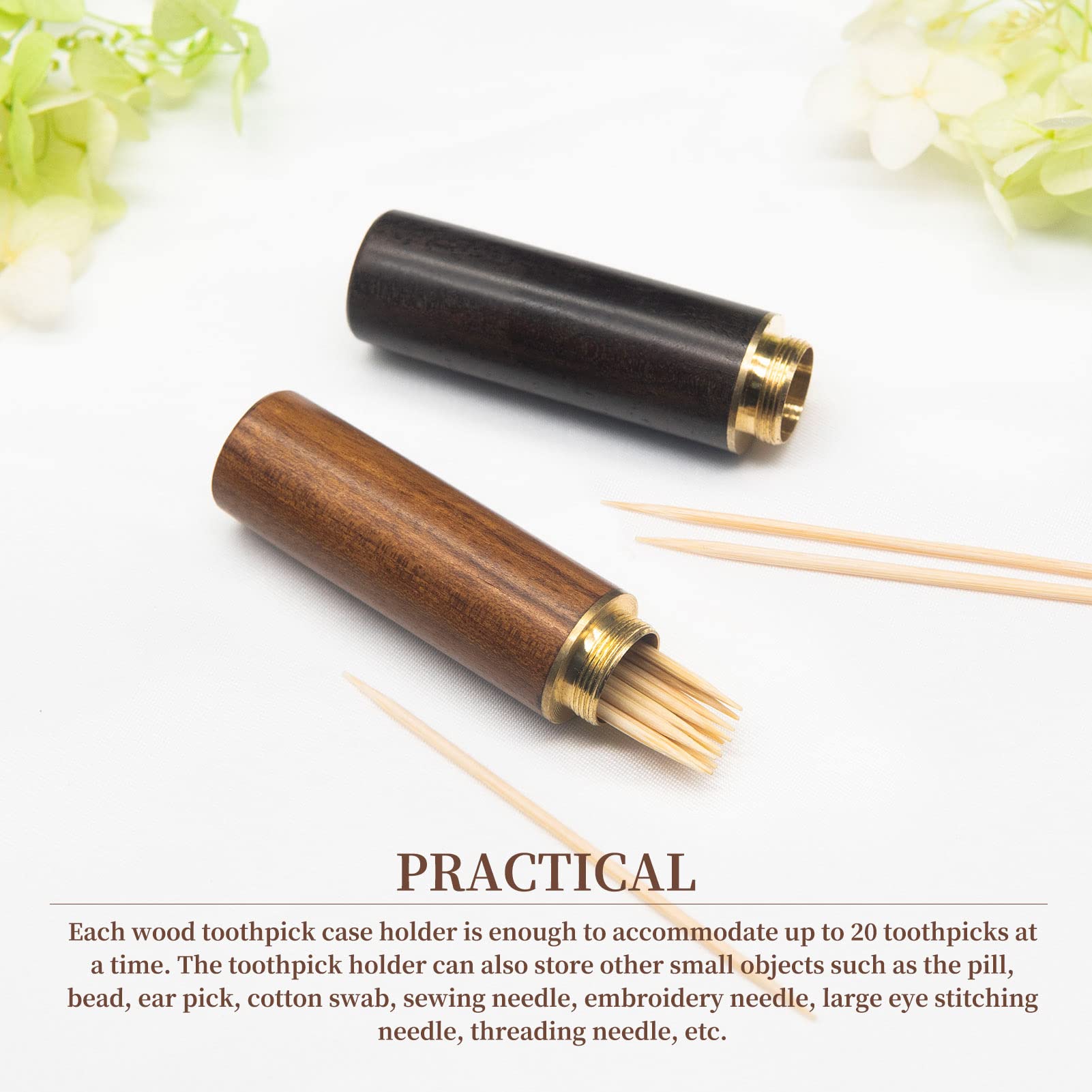 Huwane Toothpick Holder Portable Wood Toothpick Case Waterproof Handmade Craft Toothpick Pocket Box for Storage Toothpick  Needle  Pill  Bead  Ear Pick  Cotton Swab and Other Small Object (4 Packs)