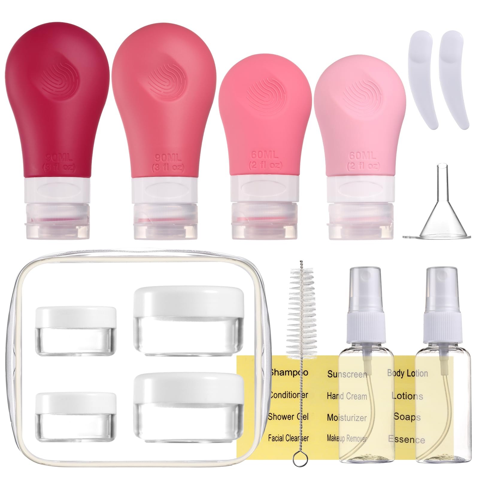 Gemice 16 Pack Travel Bottles Set For Toiletries,Tsa Approved Travel Size Containers Leak Proof Silicone Squeezable Tubes Travel